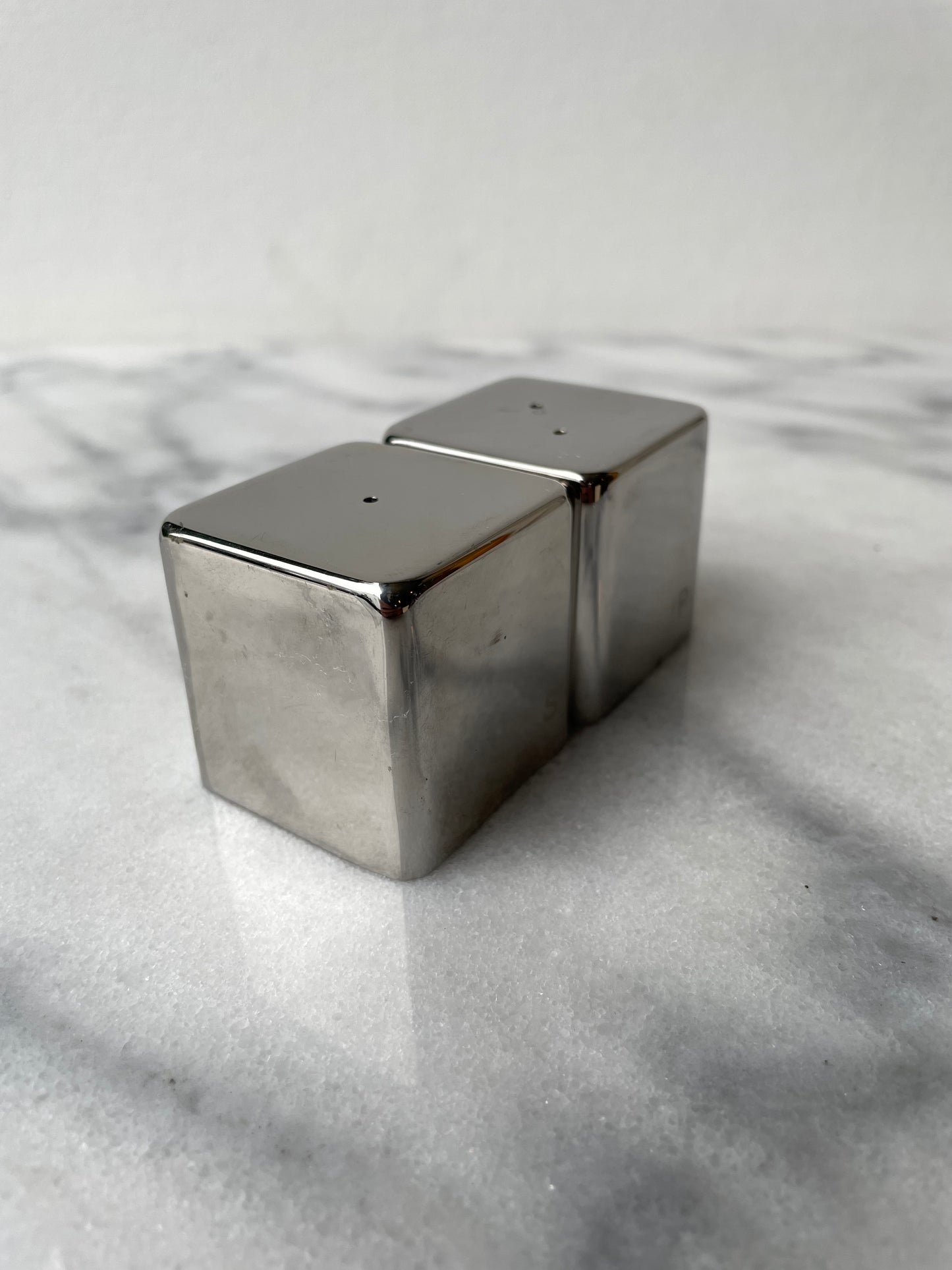 Vintage Modern Mirrored Cube Salt and Pepper Shakers