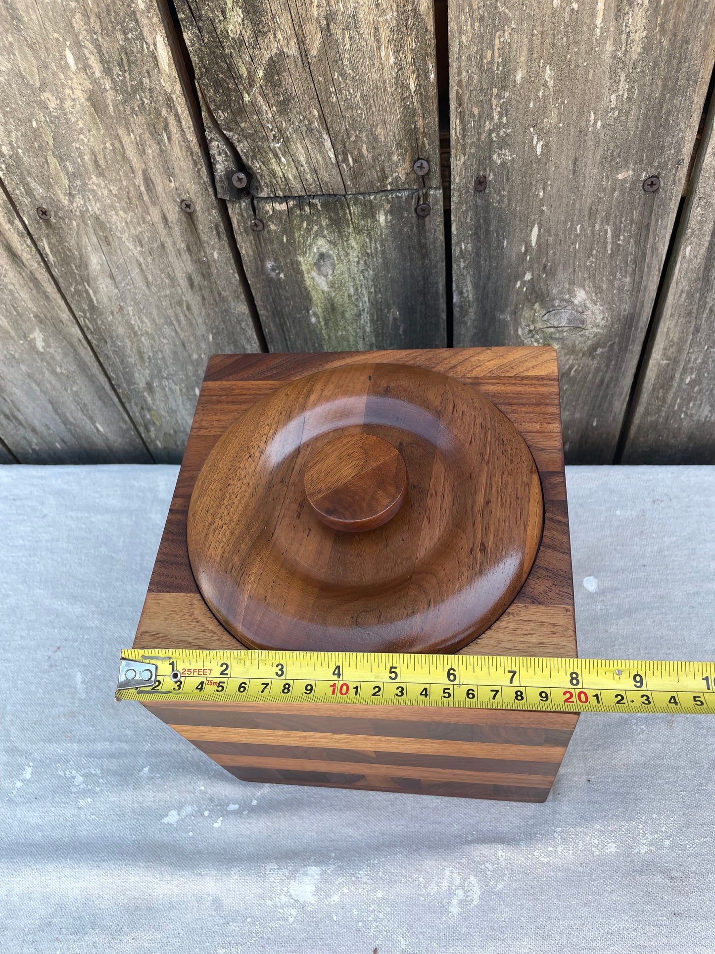 Mid 20th Century Kustom Kraft Solid Black Walnut Ice Bucket