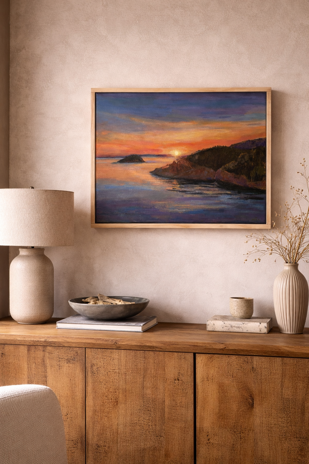Original Pacific Northwest Landscape Painting – Deception Pass by Francisco Peña – Framed 17” X 21”
