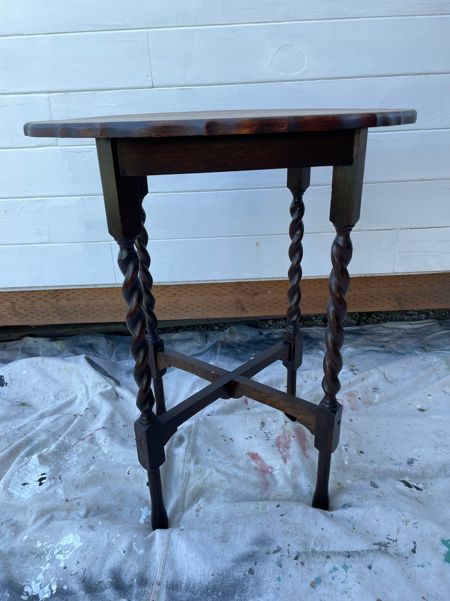 Early 20th Century Antique Oak Barley Twist Side Table