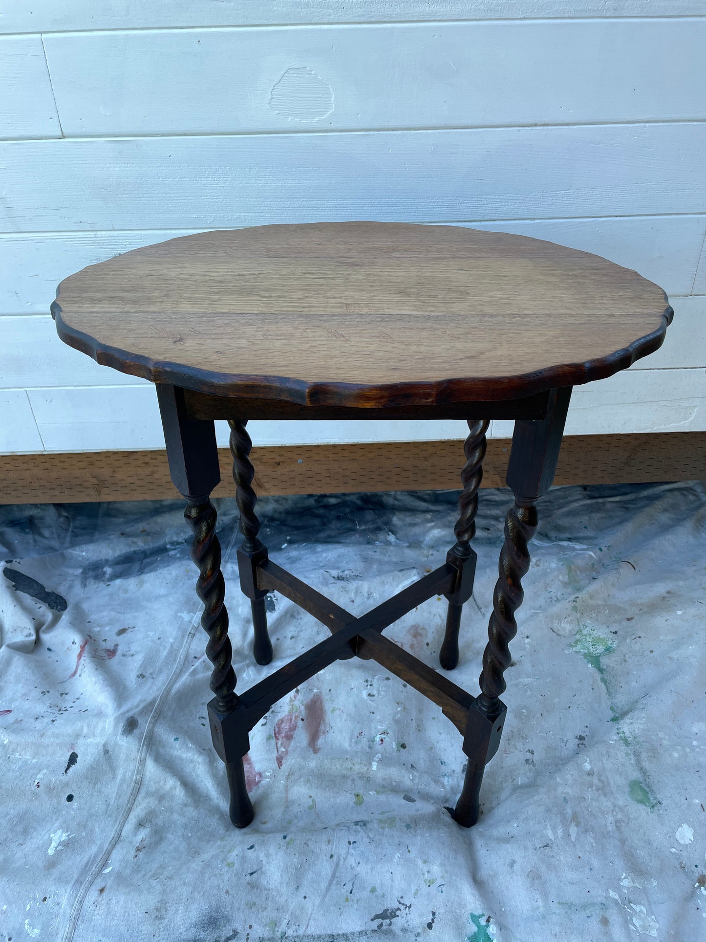 Early 20th Century Antique Oak Barley Twist Side Table