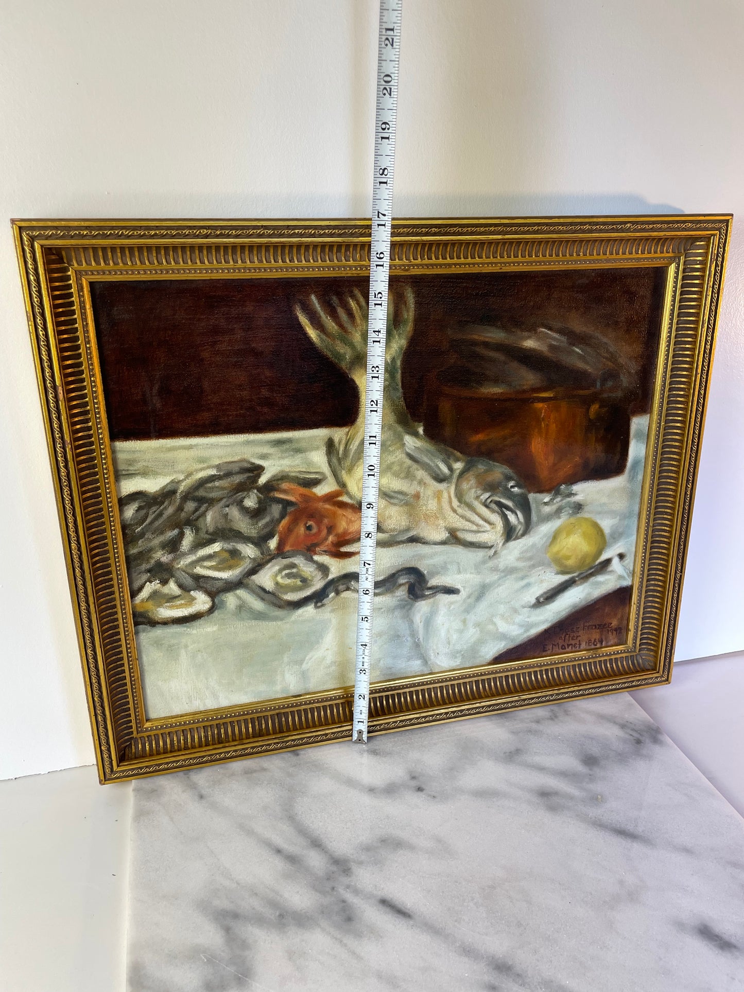 Karen Chase Frazee After Édouard Manet's Painting Titled Fish Still Life or Still Life With Carp