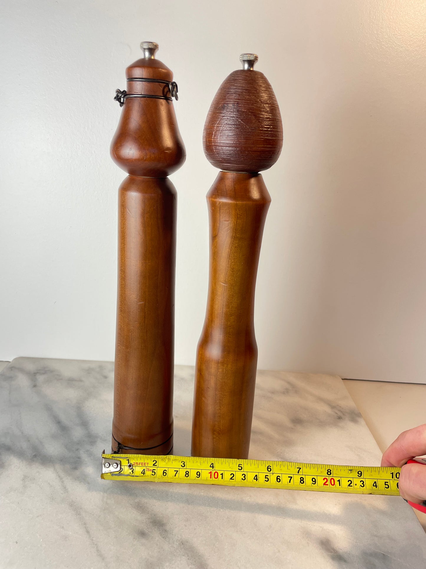 Mid 20th Century Unique Woodcraft Salt & Pepper Grinders - Pair