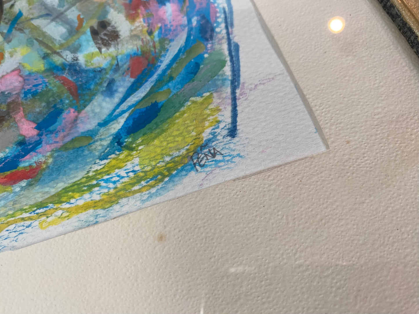 Original Framed Abstract Expressionist Watercolor on Paper by Francisco Peña