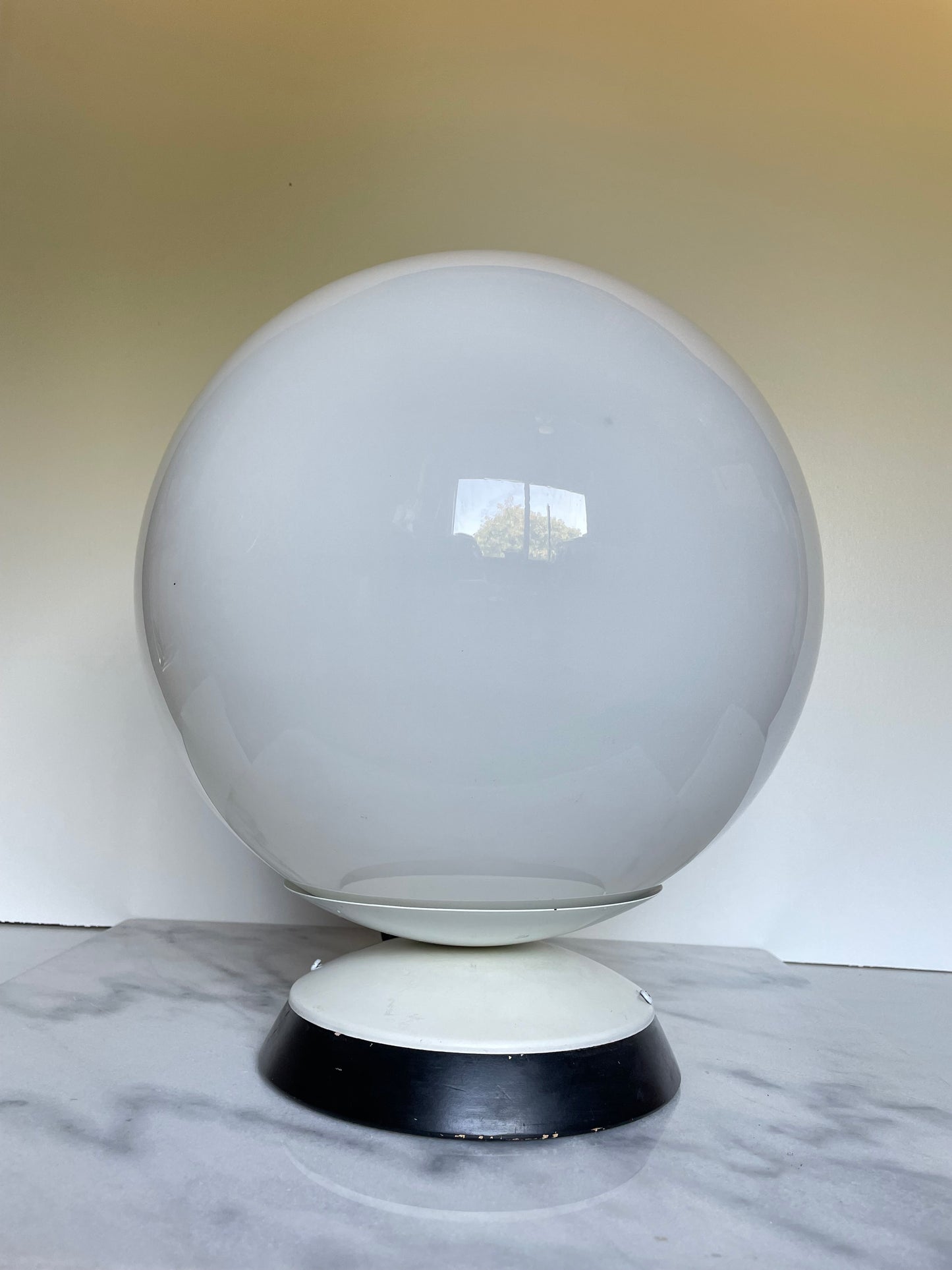 Mid-Century Space Age Opaline Glass Orb Table Lamp