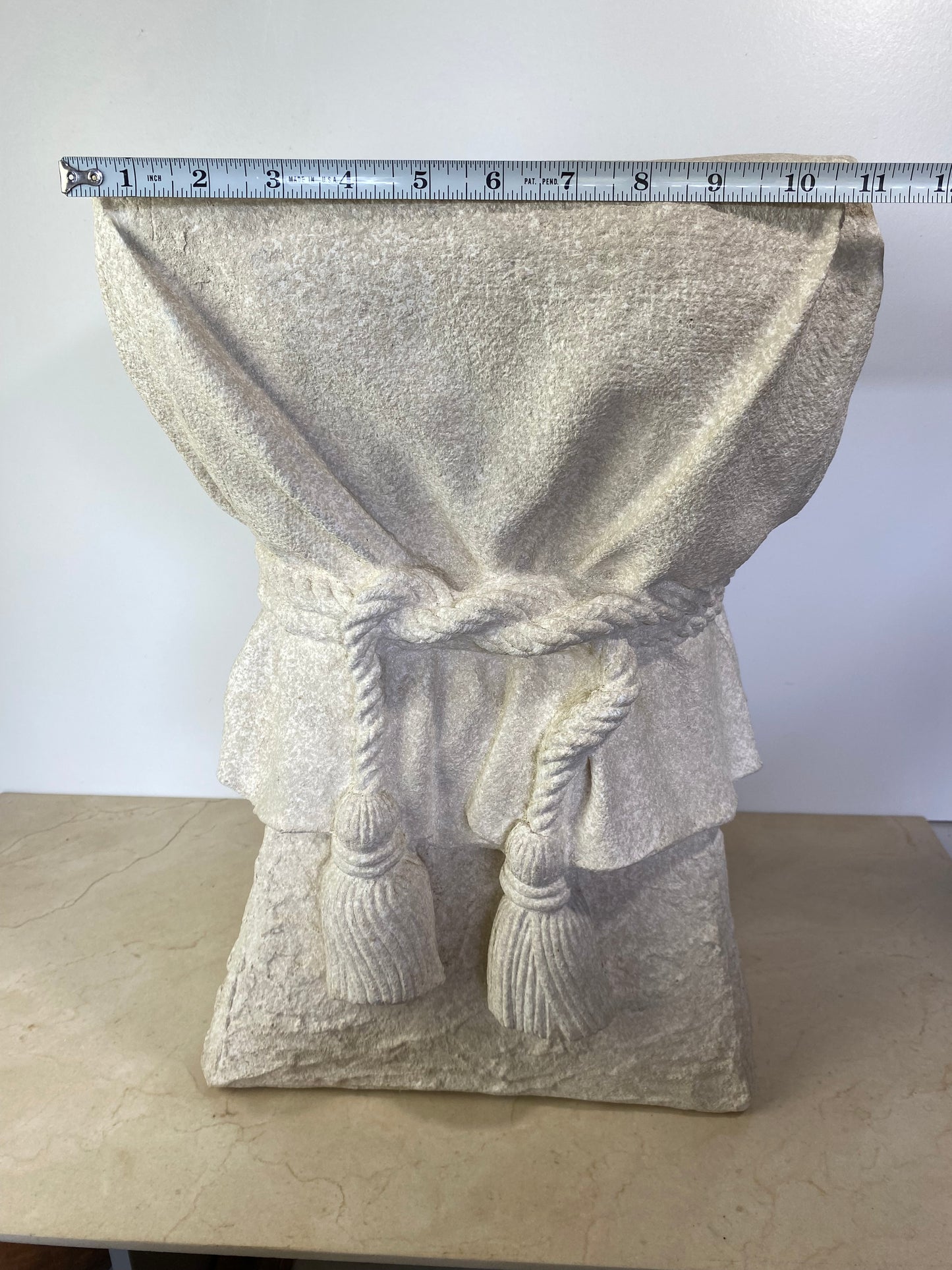 John Dickinson Style Plaster Faux Bois Draped Rope and Tassel Side Table