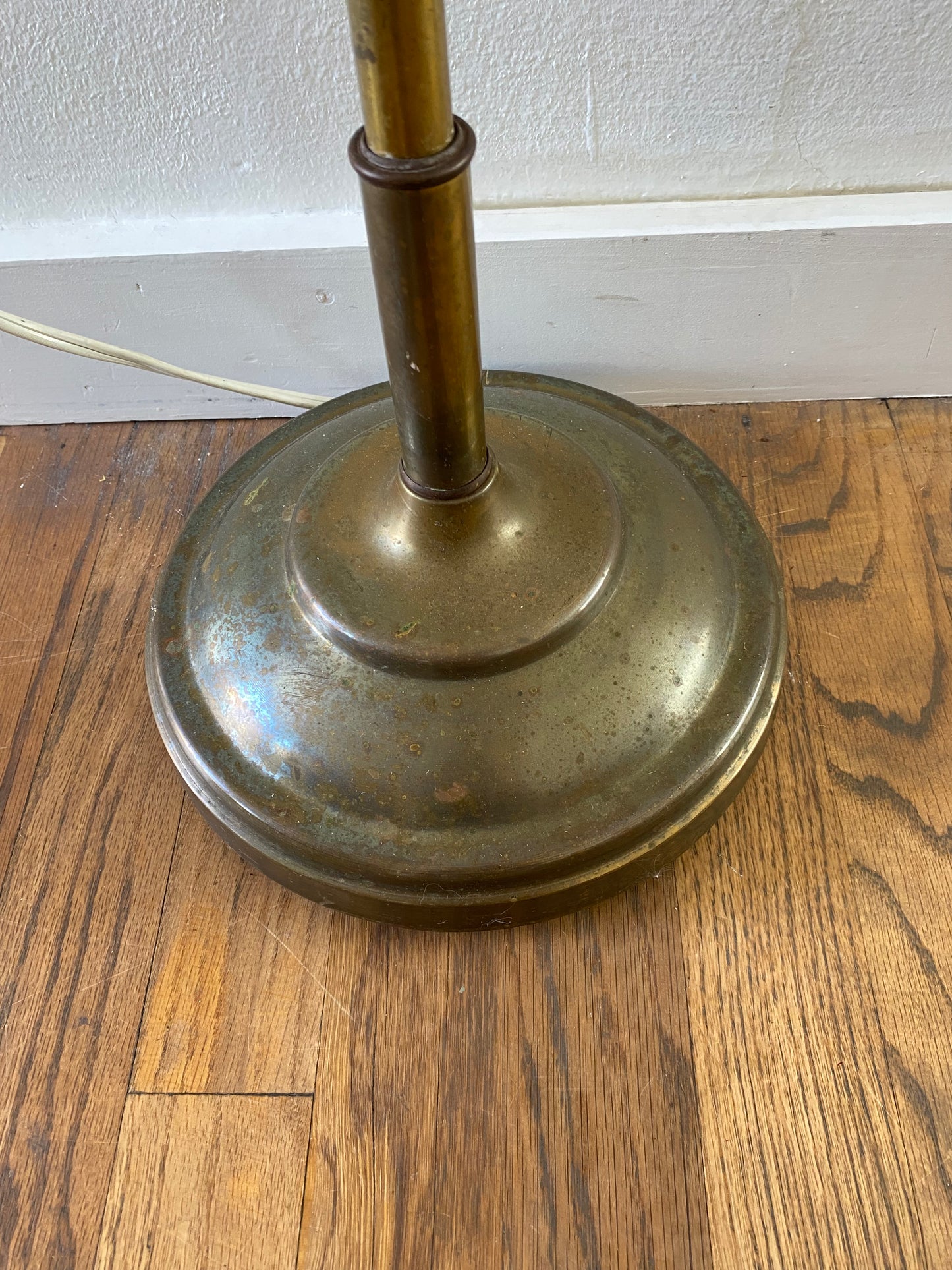 Vintage Brass Swing-Arm Library/Reading Floor Lamp