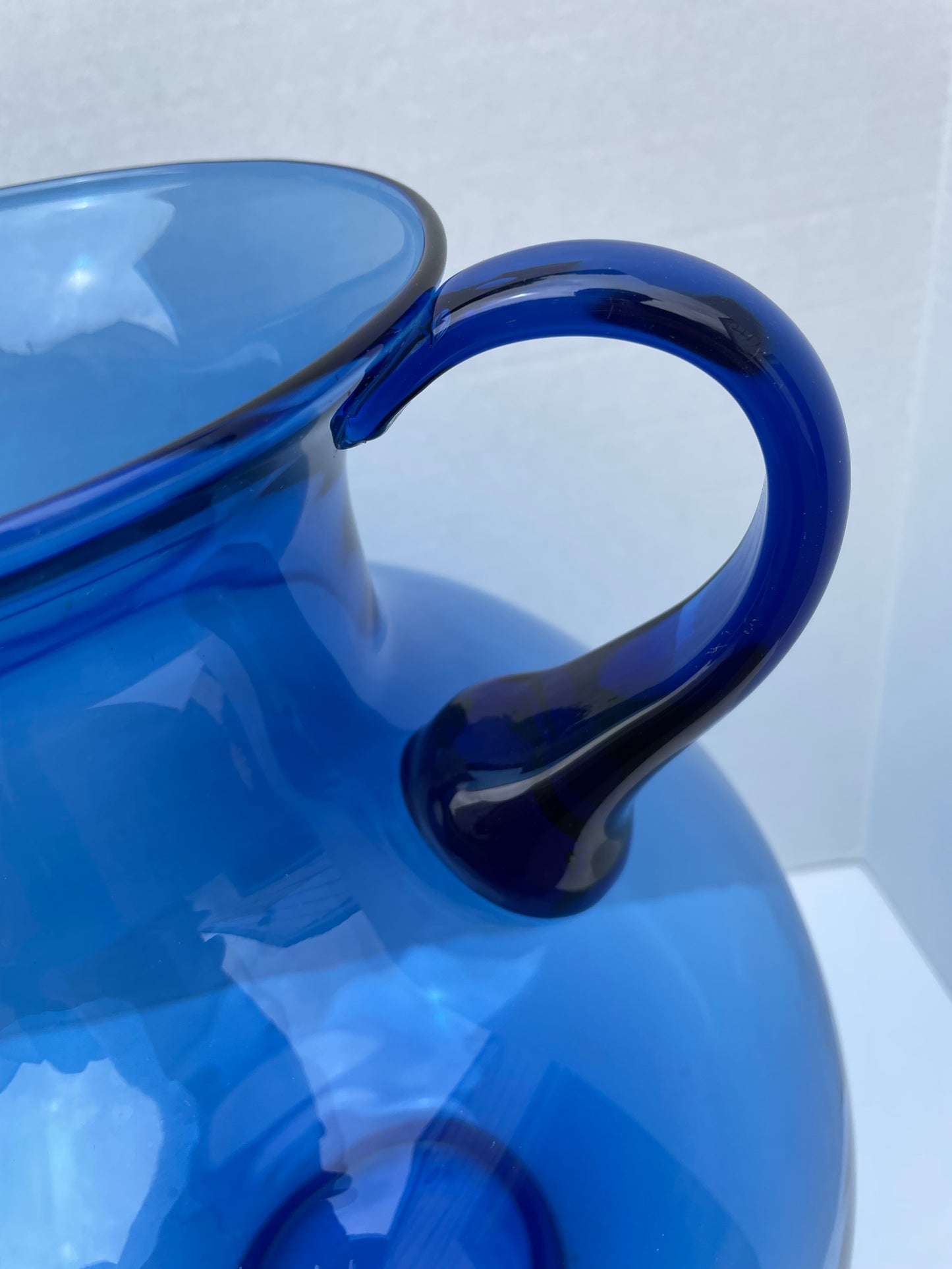 Large Hand Blown Blue Glassware for Tiara Exclusives Circa 1970s