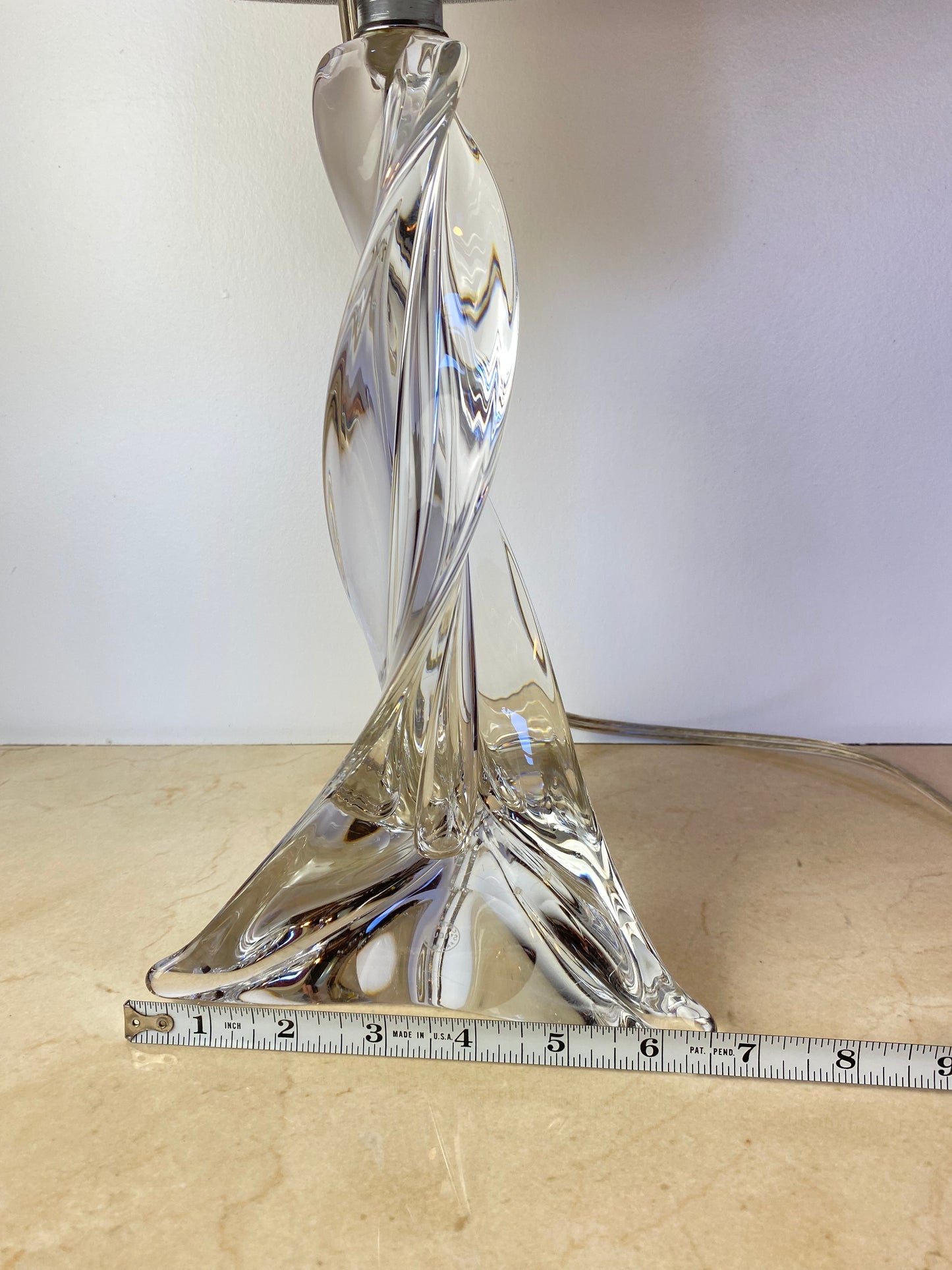 Maison Saint Louis France Twisted Crystal Table Lamp, Signed French Mid-Century Modern Lighting