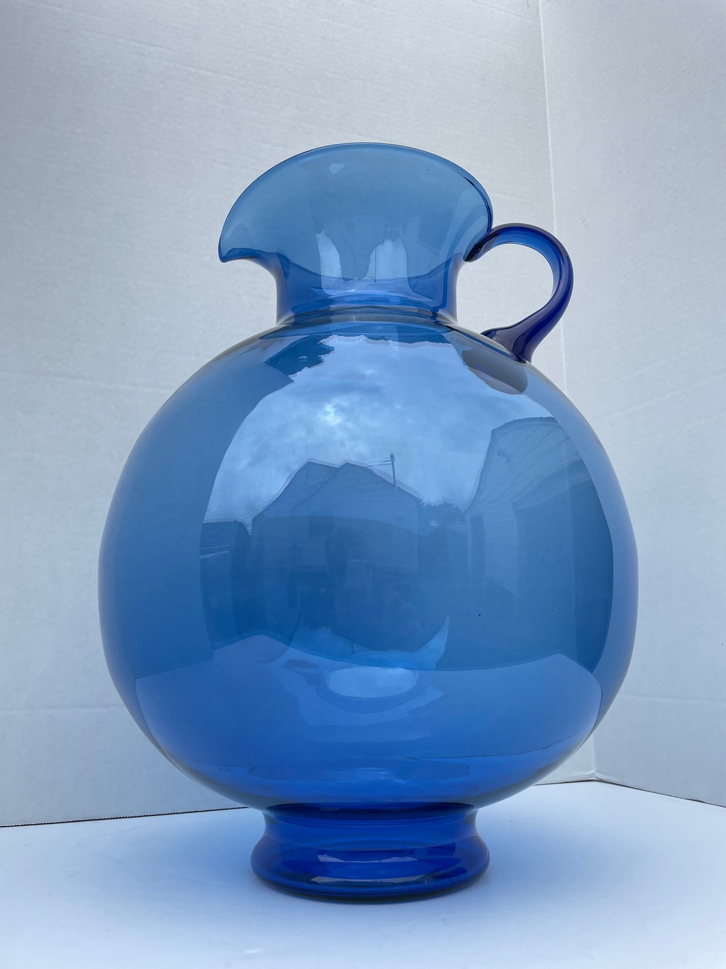 Large Hand Blown Blue Glassware for Tiara Exclusives Circa 1970s