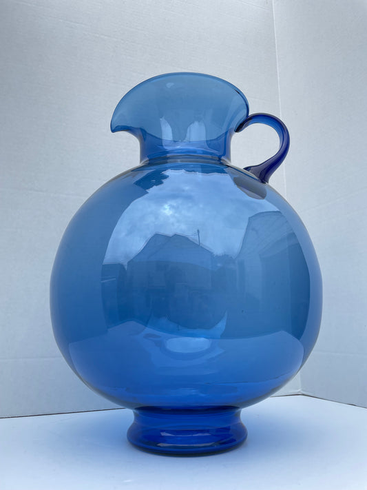 Large Hand Blown Blue Glassware for Tiara Exclusives Circa 1970s