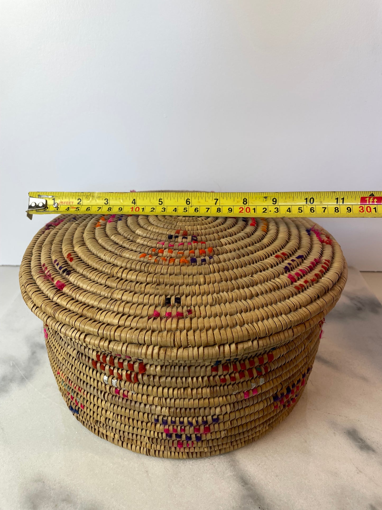 Vintage Woven Storage Basket With Lid