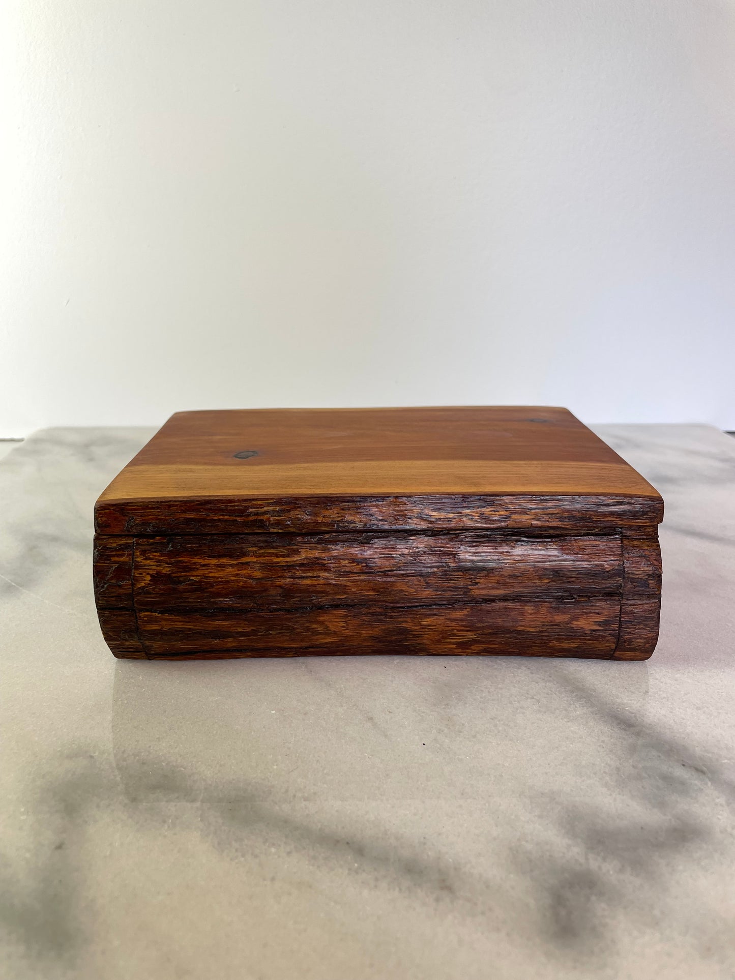 Mid 20th Century Hand Crafted Live Edge Wood Stash Box