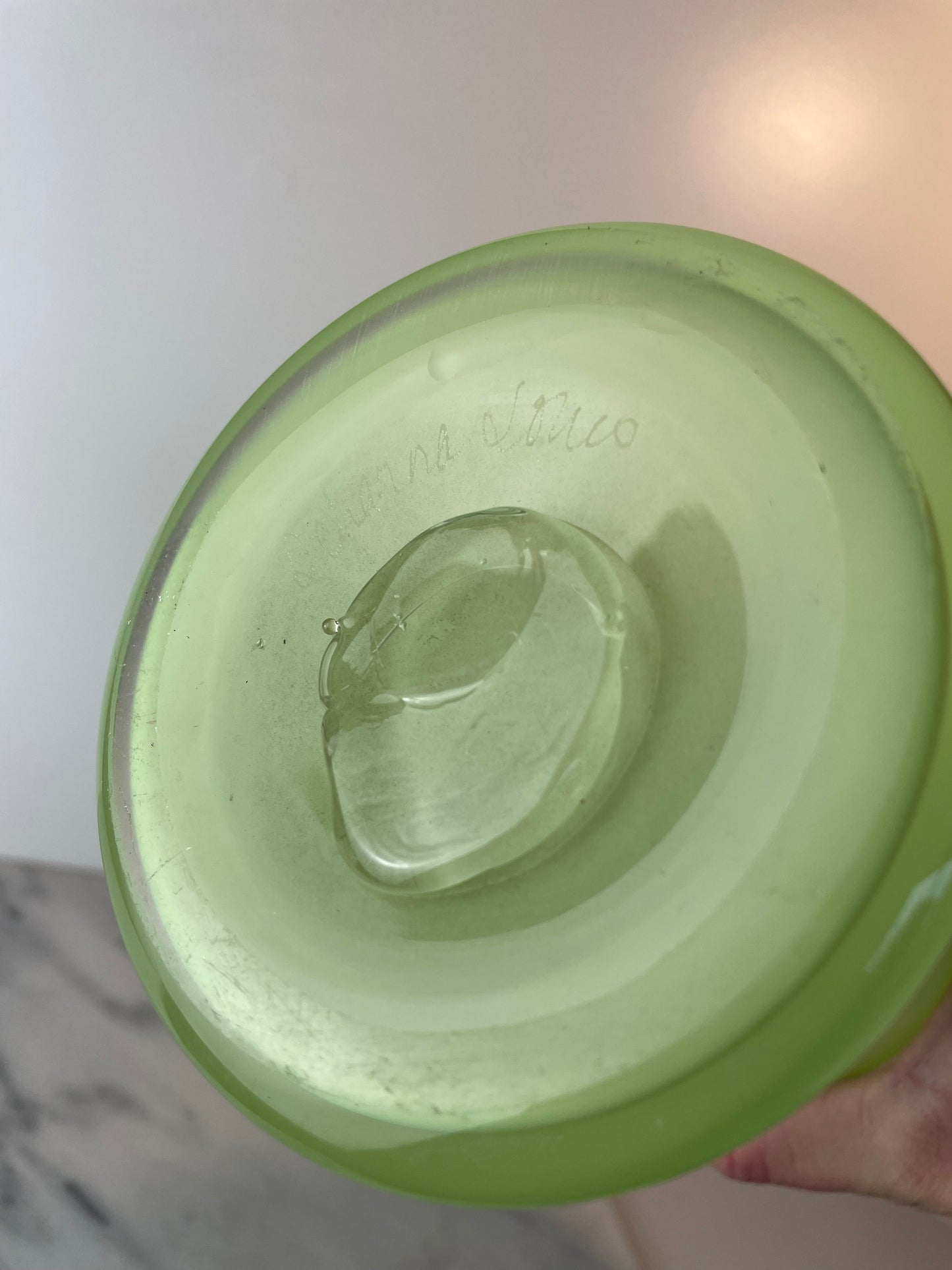 Dehanna Jones Contemporary Art Glass Vase — Signed Pale Lime Green Studio Glass