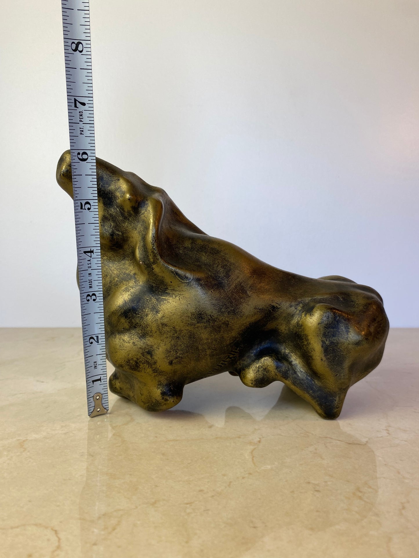 Signed Mid-Century Modern Brutalist Ceramic Bull Sculpture by Boštjan Putrih, 1970s