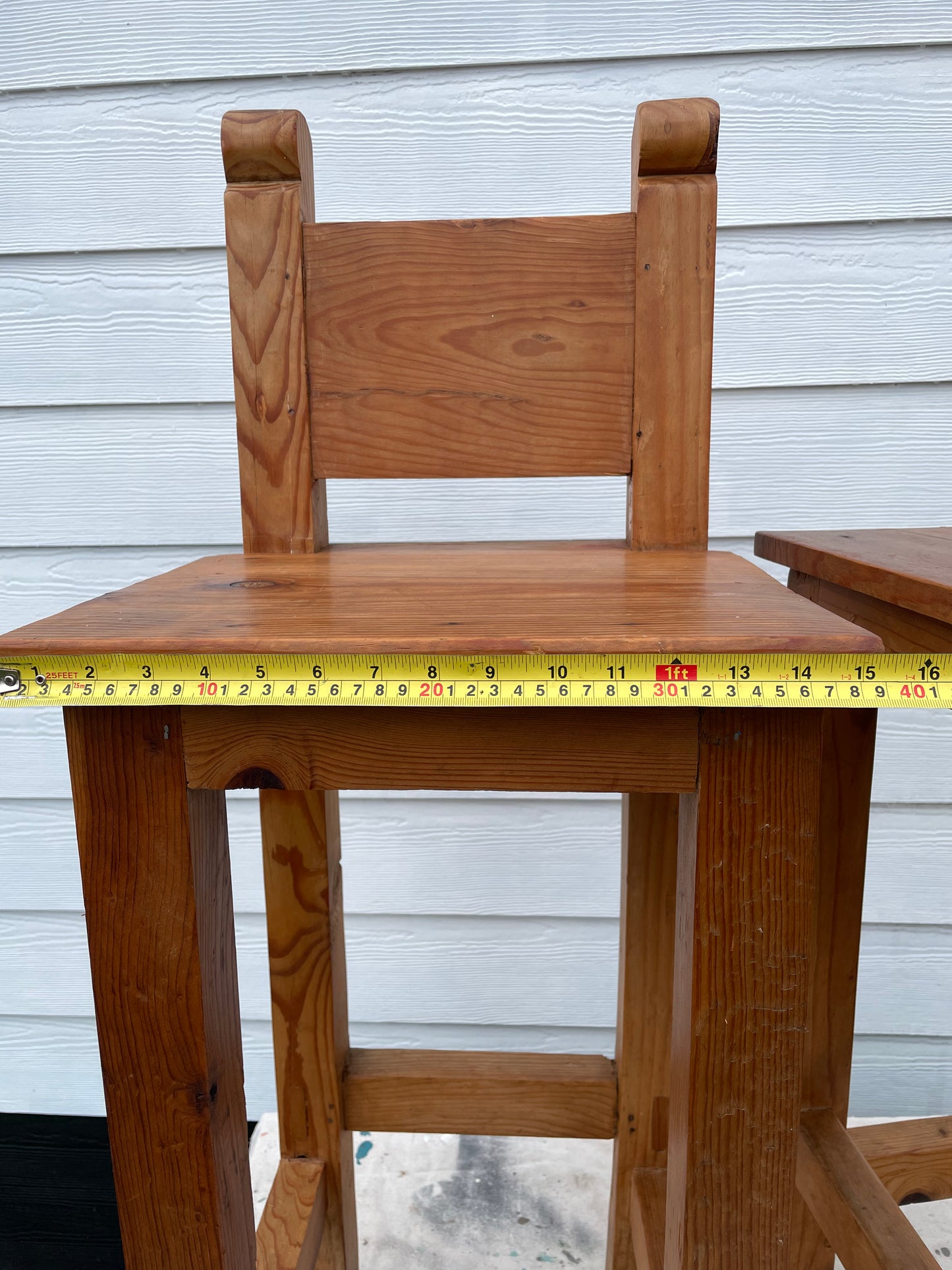 Late 20th Century Vintage Rustic Mexican Pine Bar Stools - a Pair