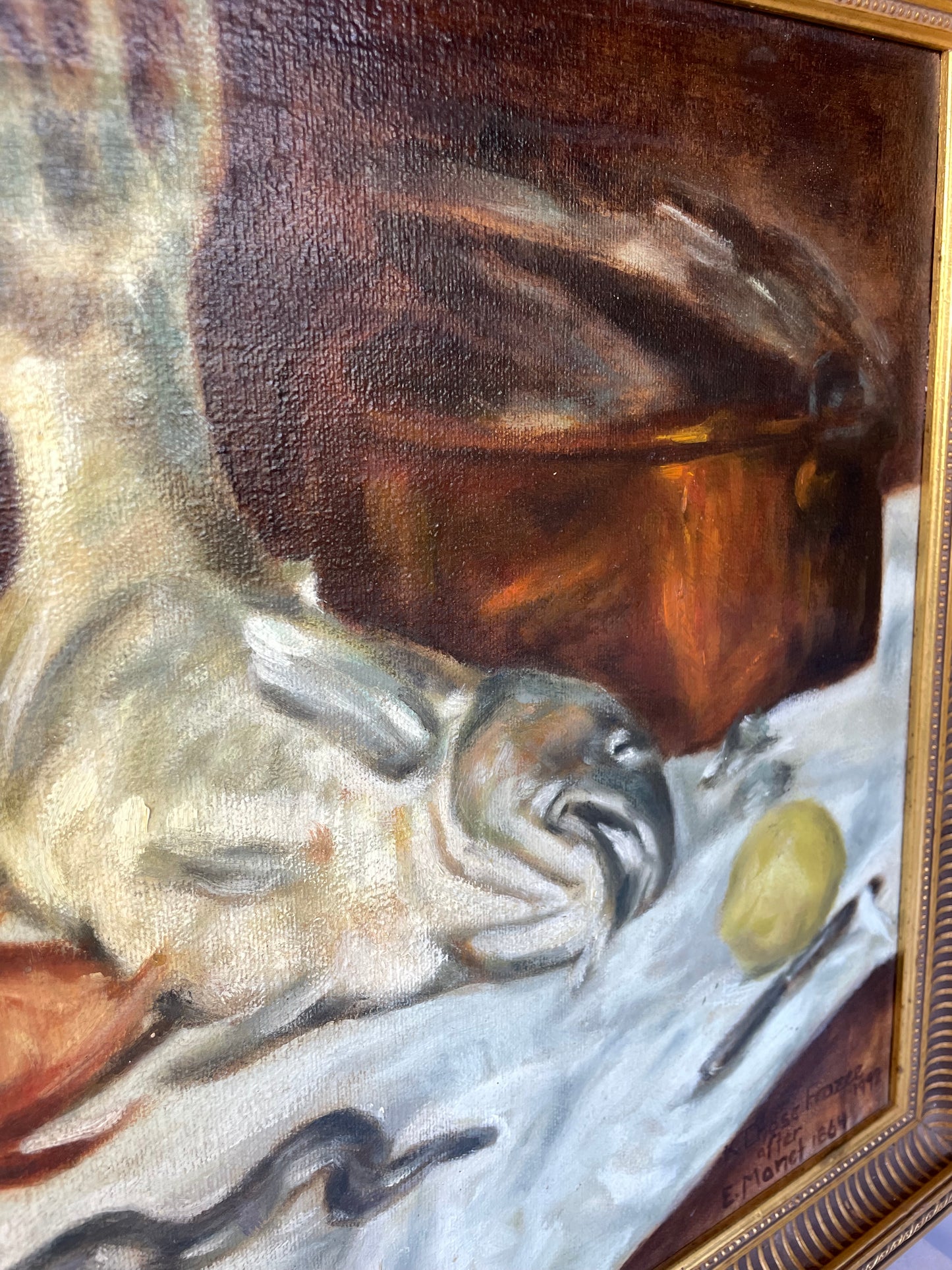 Karen Chase Frazee After Édouard Manet's Painting Titled Fish Still Life or Still Life With Carp