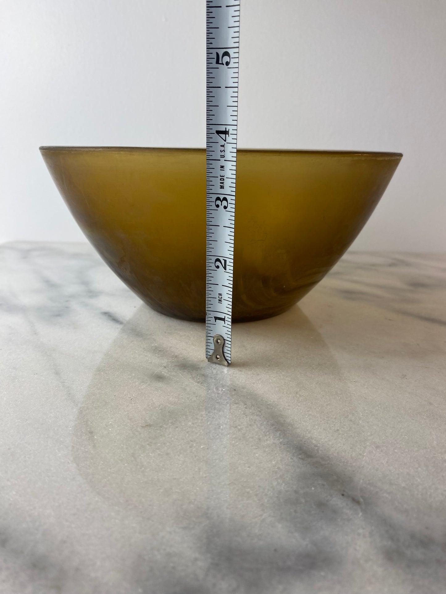 Vintage Arcopal France “Volcan” Frosted Amber Opaline Art Glass Bowl