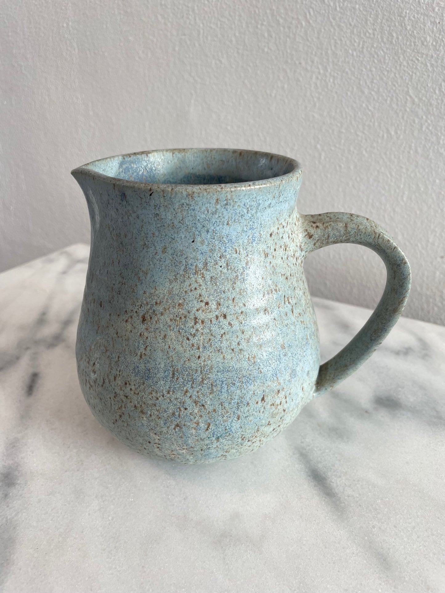 Handmade Studio Ceramic Pitcher With Light Blue-Gray Glaze