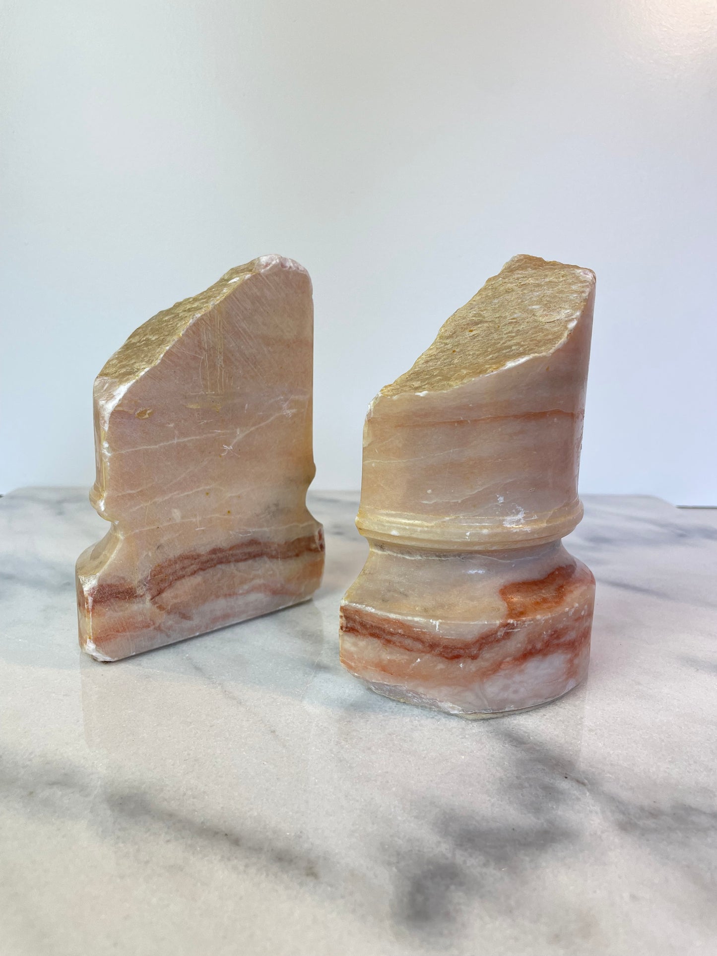 Mid 20th Century Pair of Pink Marble Architectural Element Ruins Column Bookends
