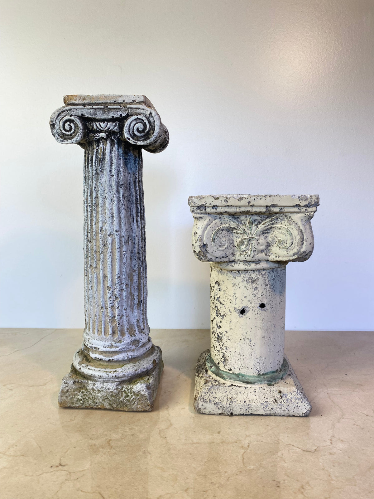 Pair of Rustic Plaster Neoclassical Column Pedestals