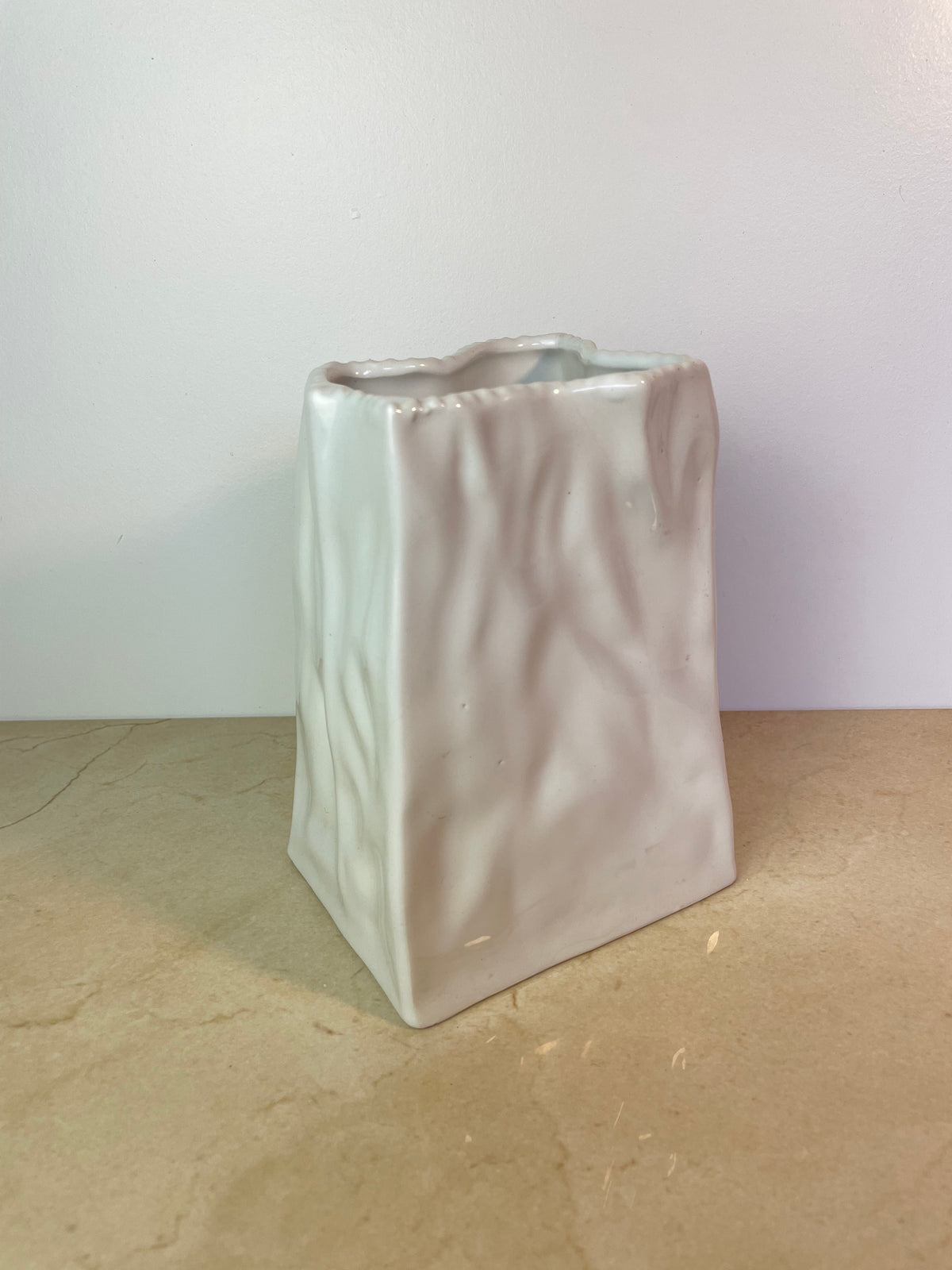 Vintage Mancer Italian Pop Art Ceramic Paper Bag Vase, Mc388