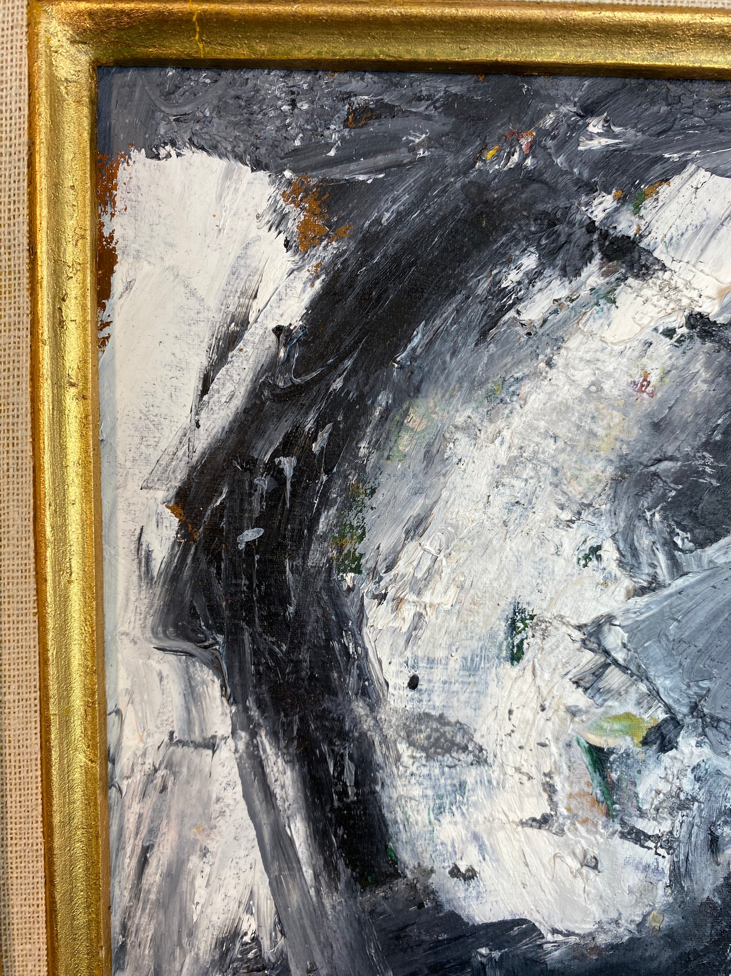 Original Abstract Expressionist Oil Painting in Ornate Vintage Gilded Frame by Francisco Peña 2026