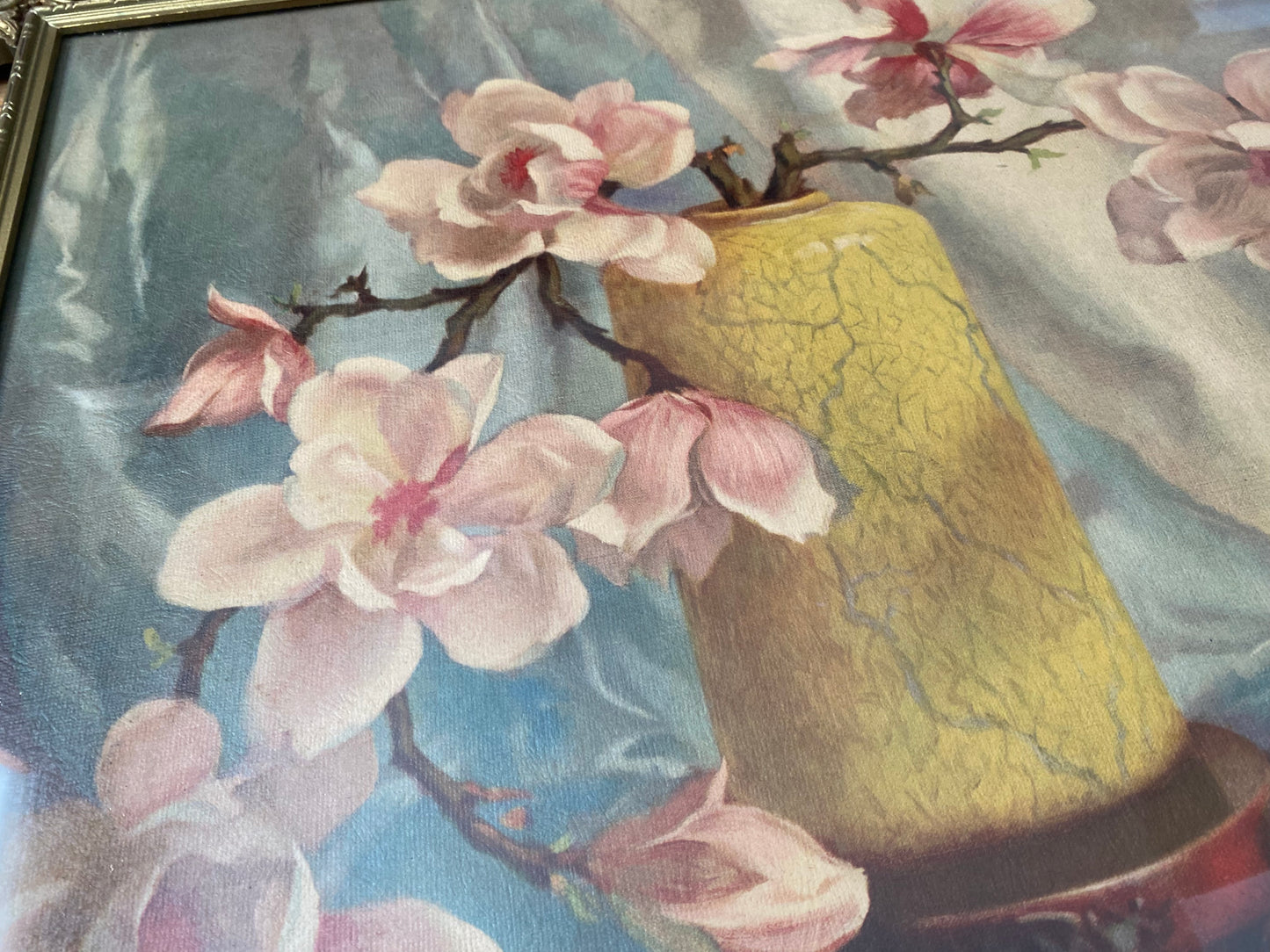 Vintage Framed “Magnolias” Lithograph by Frans Oerder — Morris & Bendien Ny Floral Still Life Reproduction