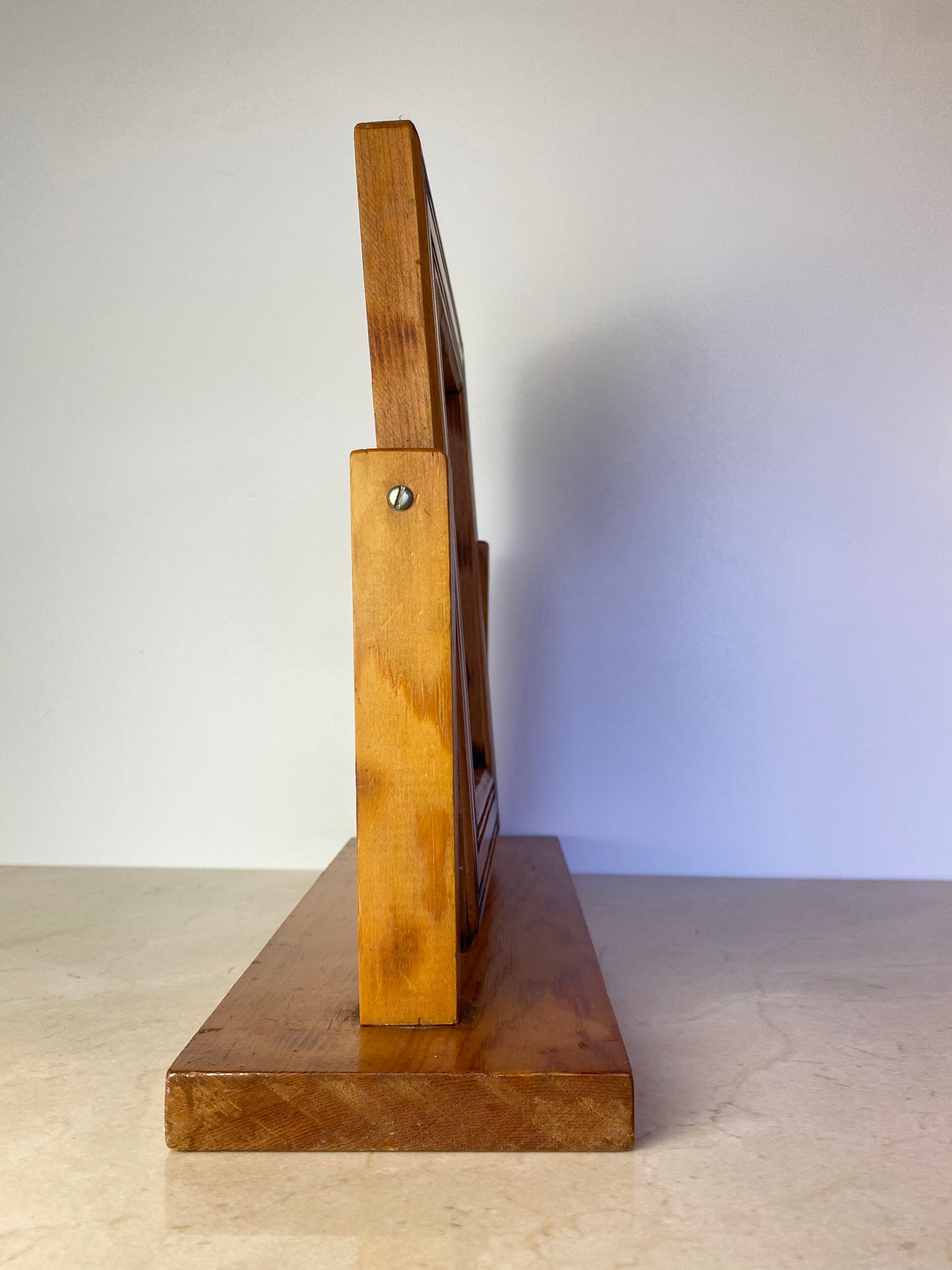 Vintage Handmade Carved Pine Tabletop Picture Frame on Stand, Rustic Folk Art Photo Display