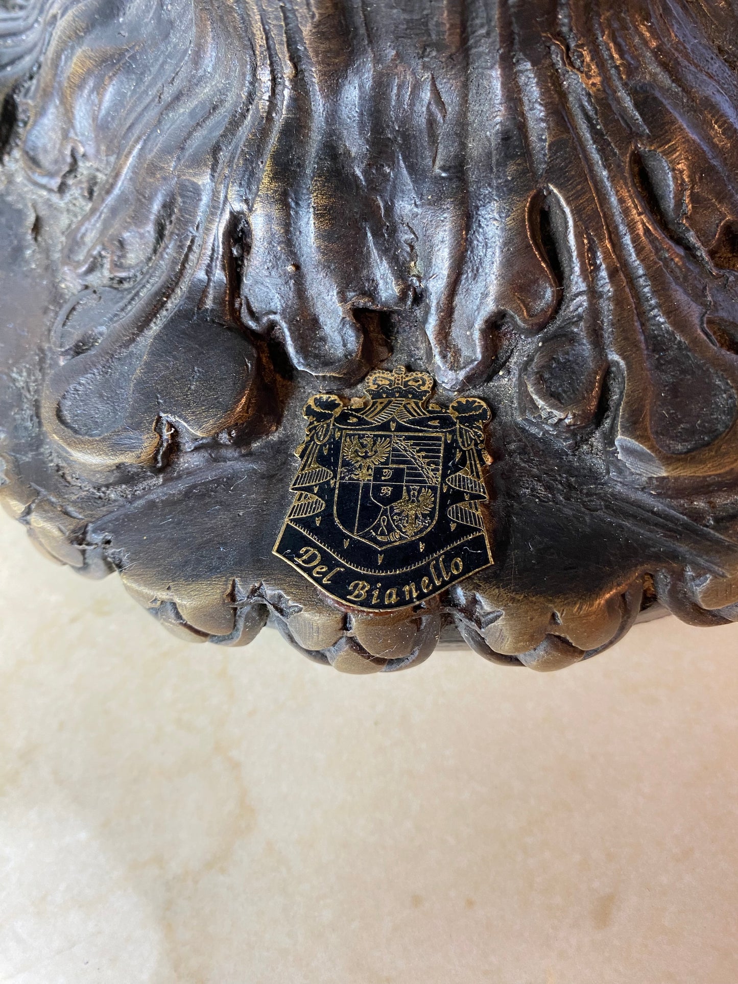 Large Italian Baroque-Style Bronze/Brass Urn With Serpent Handles