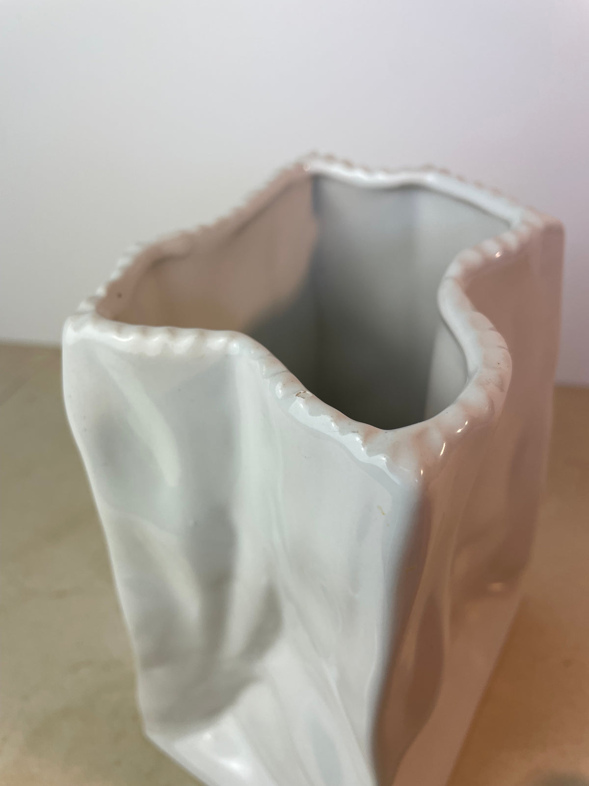 Vintage Mancer Italian Pop Art Ceramic Paper Bag Vase, Mc388