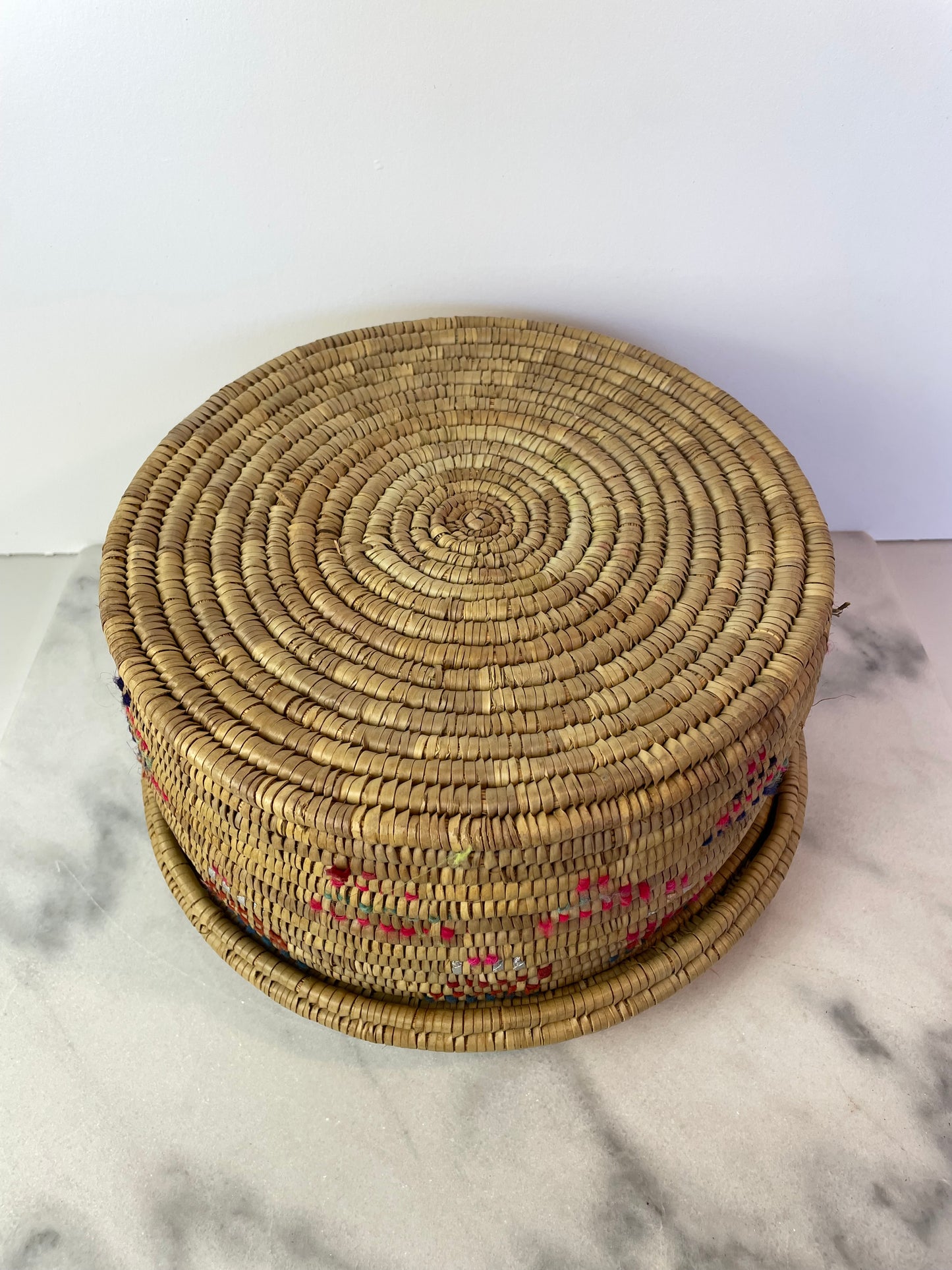 Vintage Woven Storage Basket With Lid
