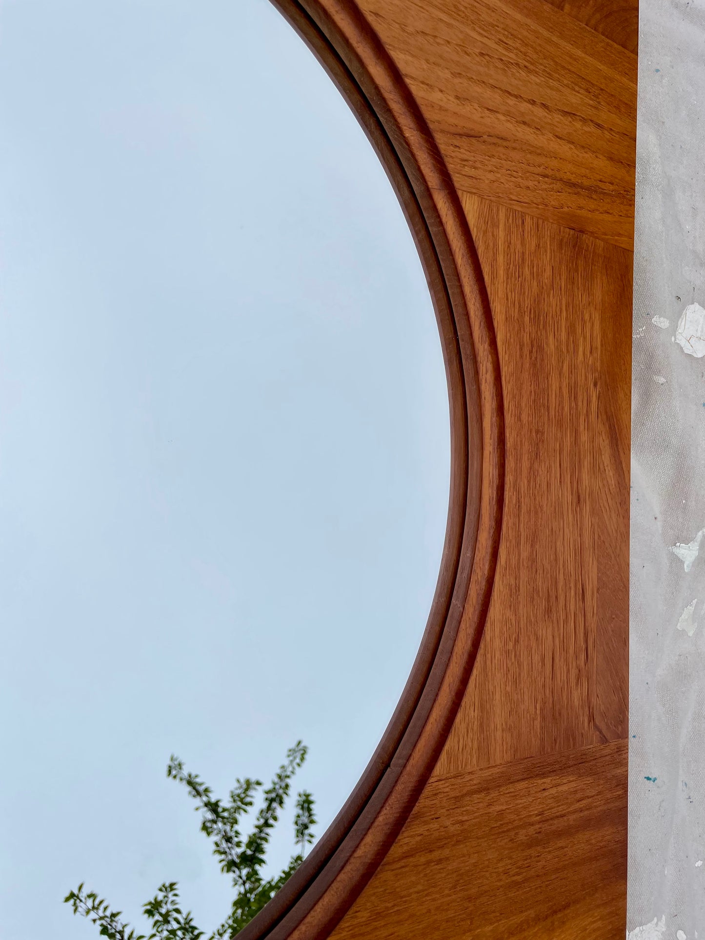 Danish Modern Teak Round Wall Mirror by Hadsten Træindustri — Scandinavian McM, 1970s