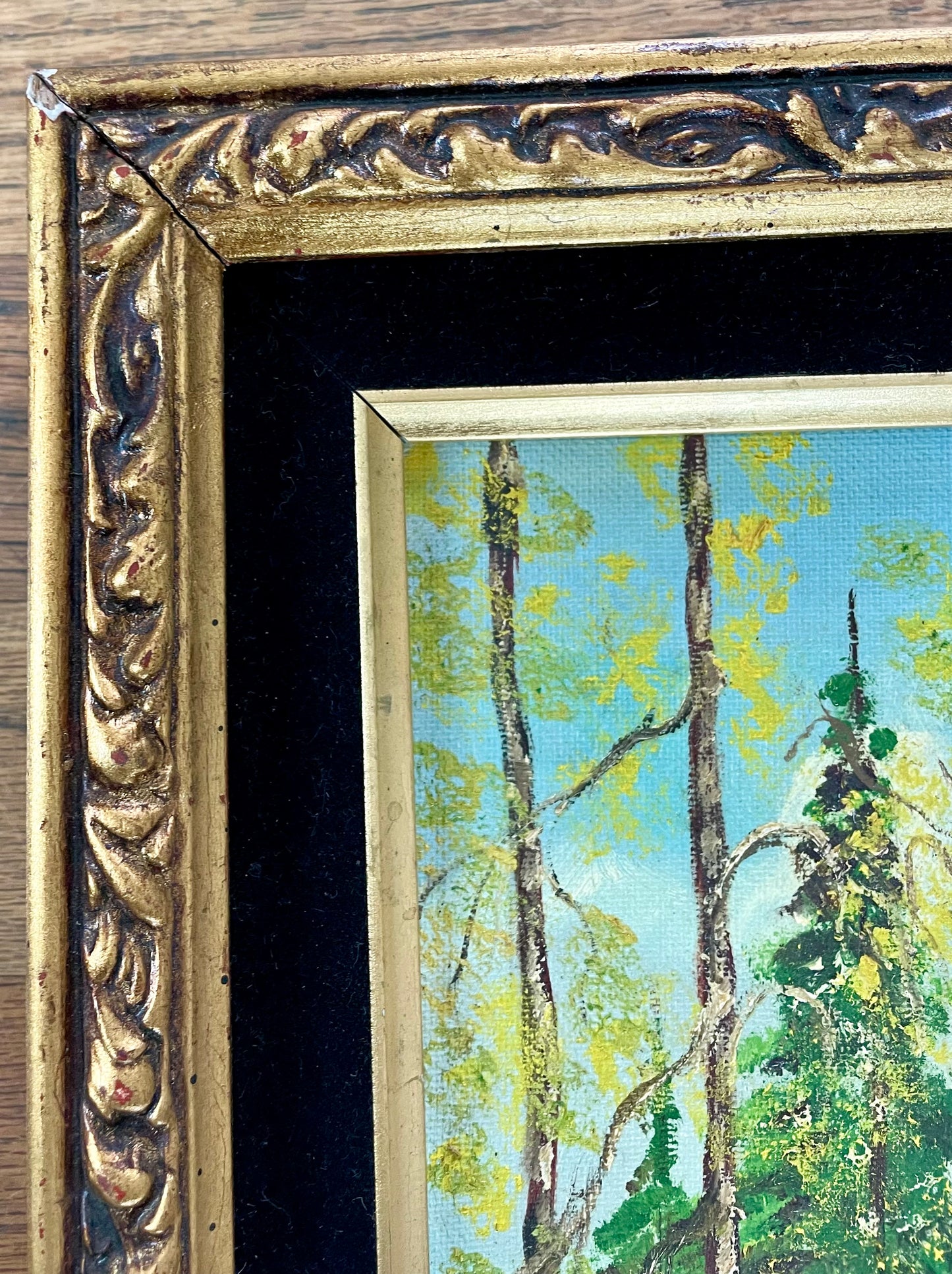 Mid 20th Century Signed Framed Vintage Mountain Landscape Oil on Board