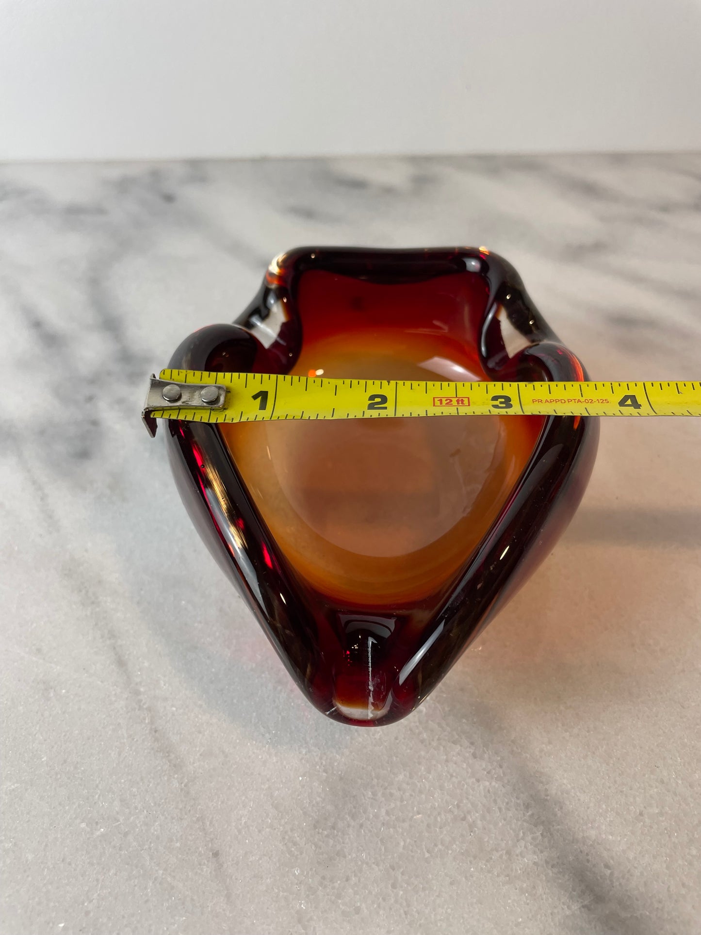 Vintage Murano Sommerso Ruby Red & Yellow Freeform Glass Bowl / Ashtray — 1960s Italian Art Glass