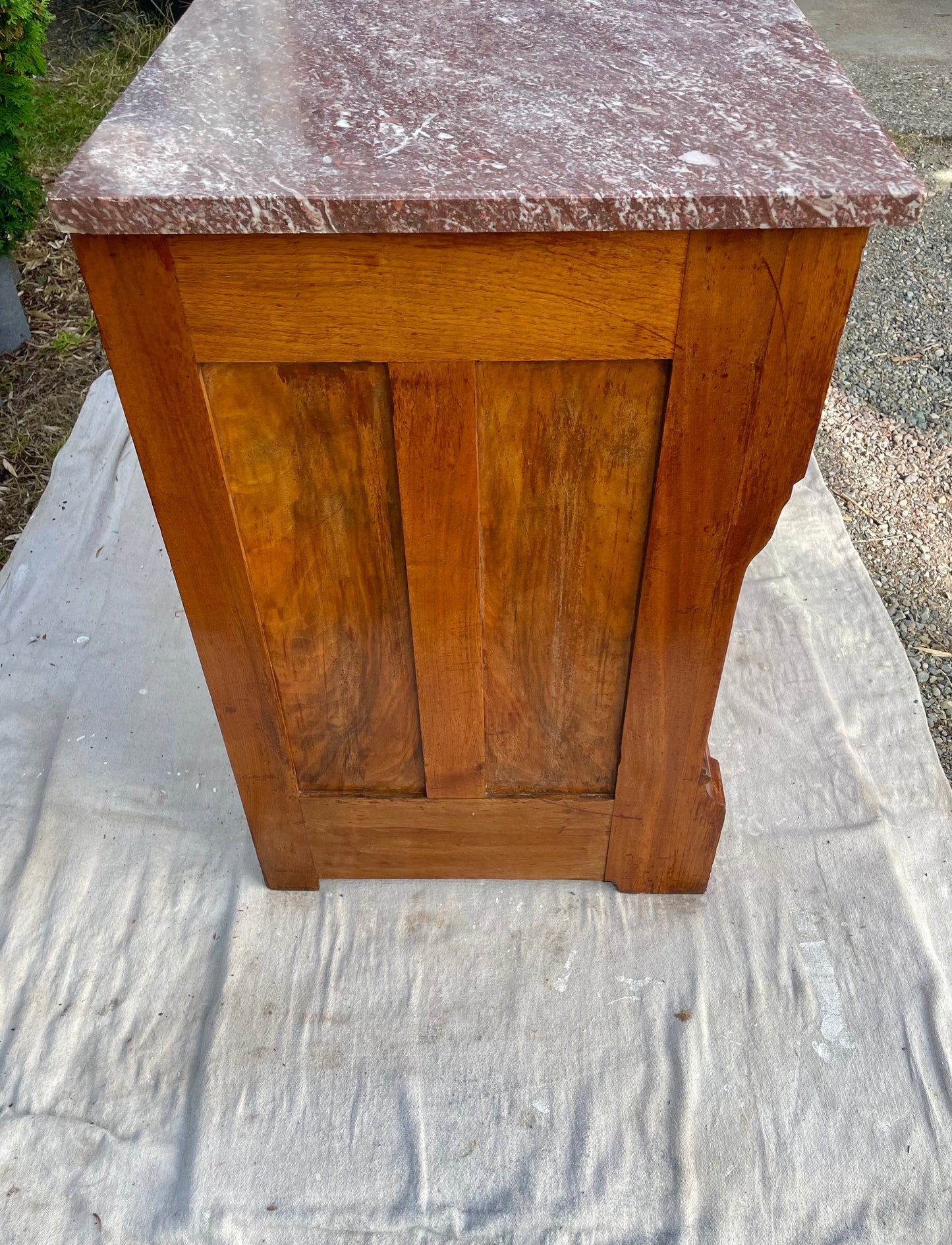 Early 20th Century Victorian Oxblood Marble 5 Drawer Chest Dresser