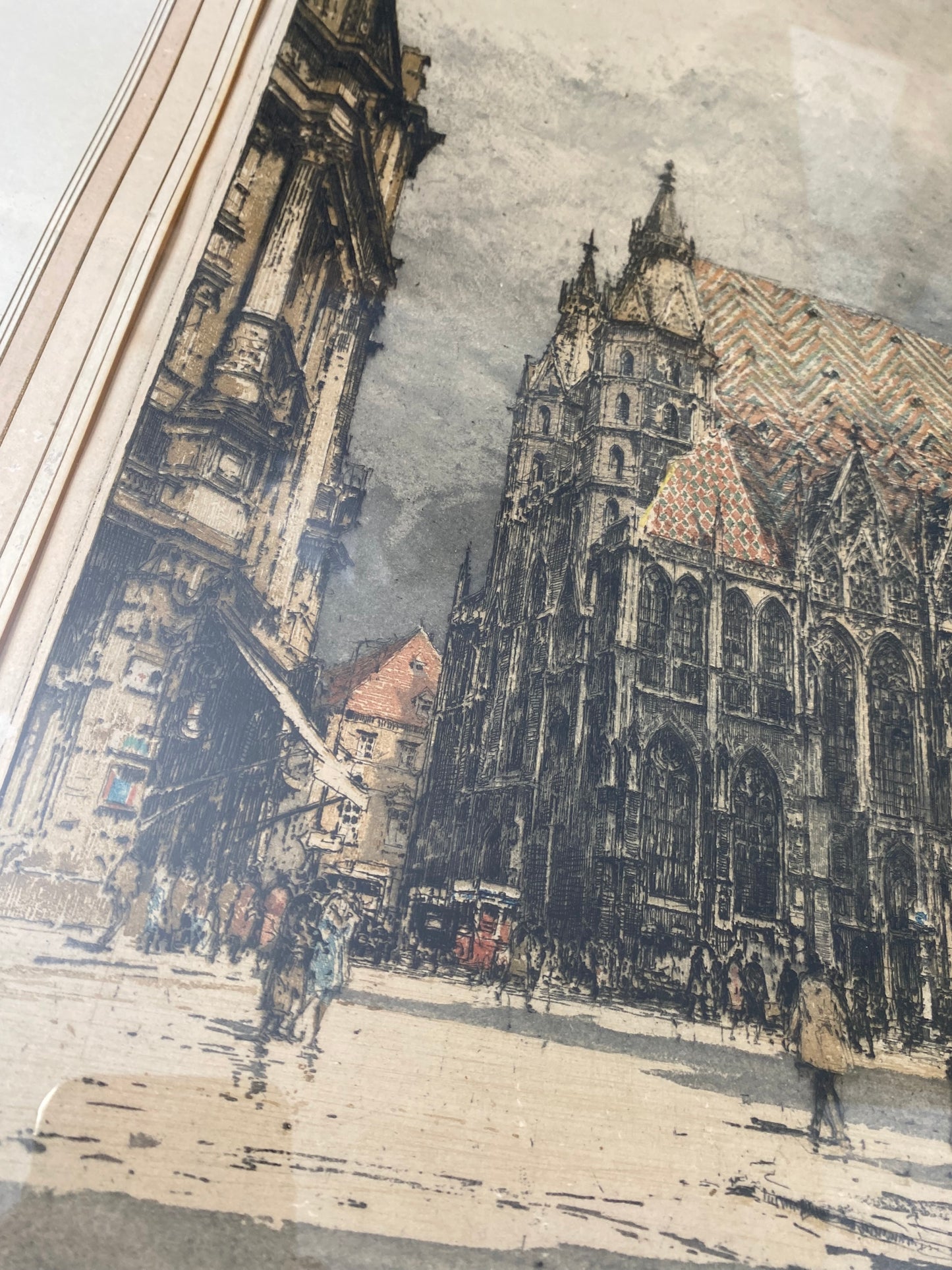 Luigi Kasimir Hand-Colored Etching “St. Stephen’s Cathedral Vienna” — Signed 1928, Limited Edition