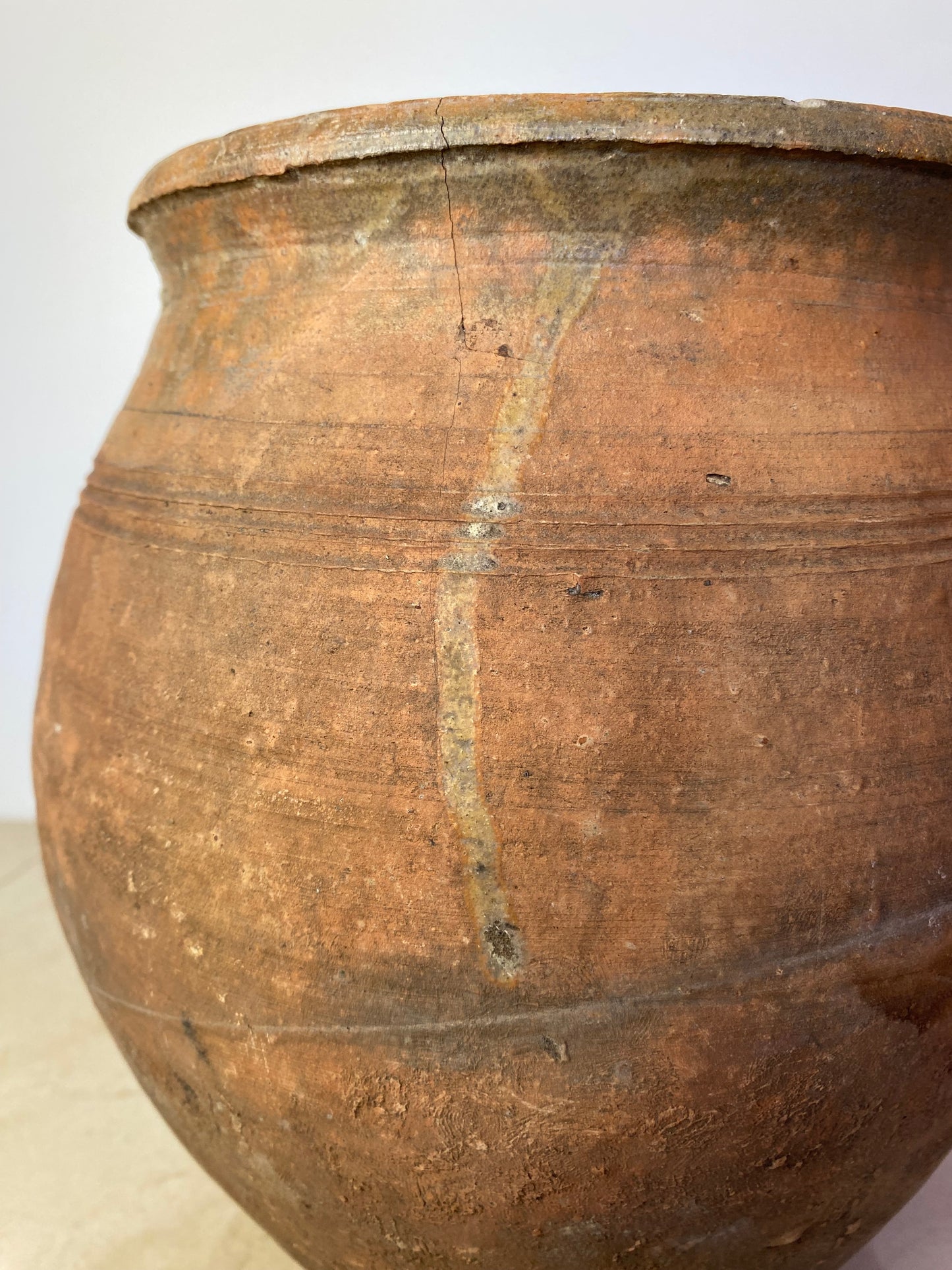 Antique Rustic Terracotta Water Jug, Mediterranean Style