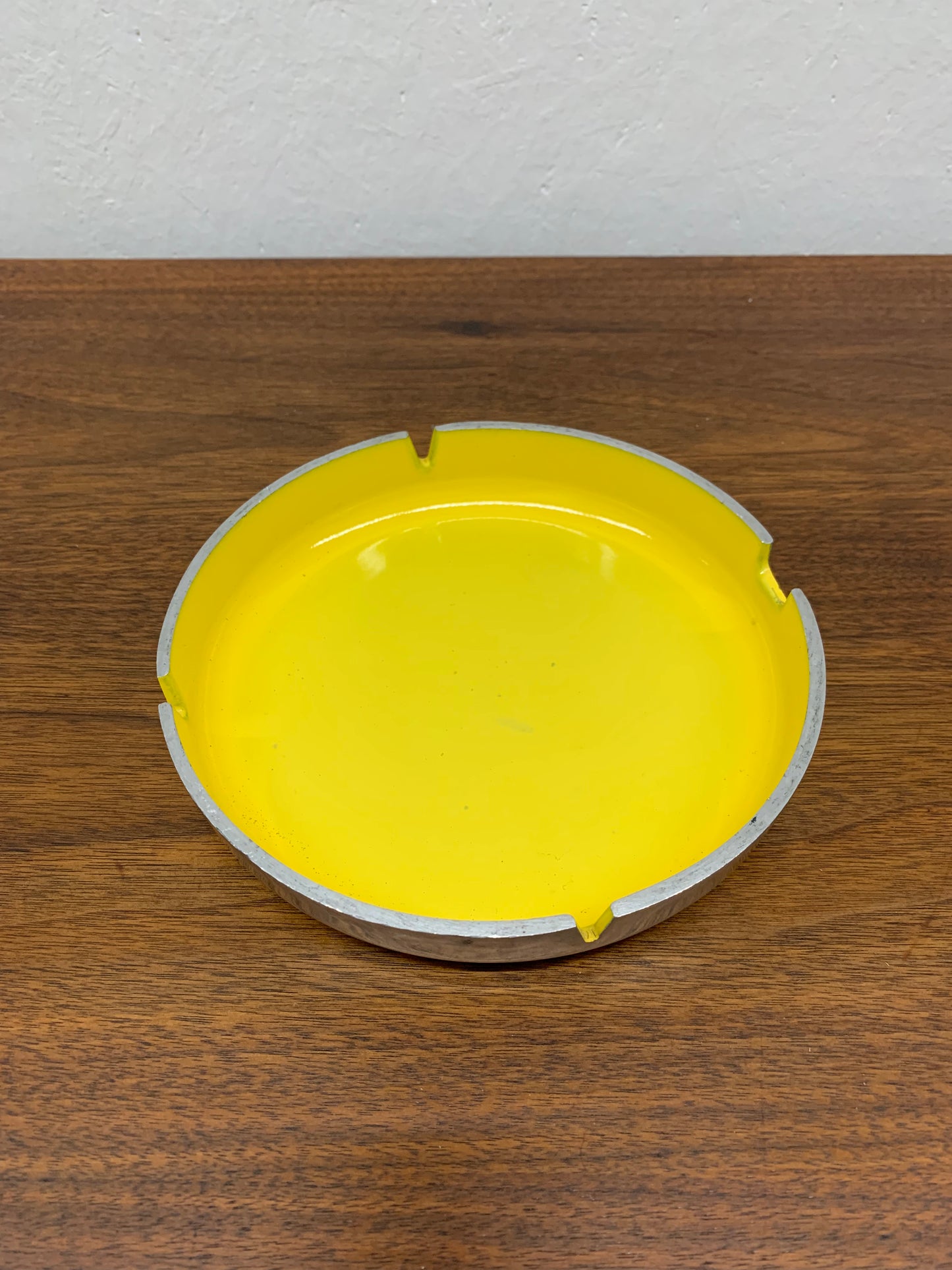 Mid-Century Chrome & Yellow Mod Ashtray