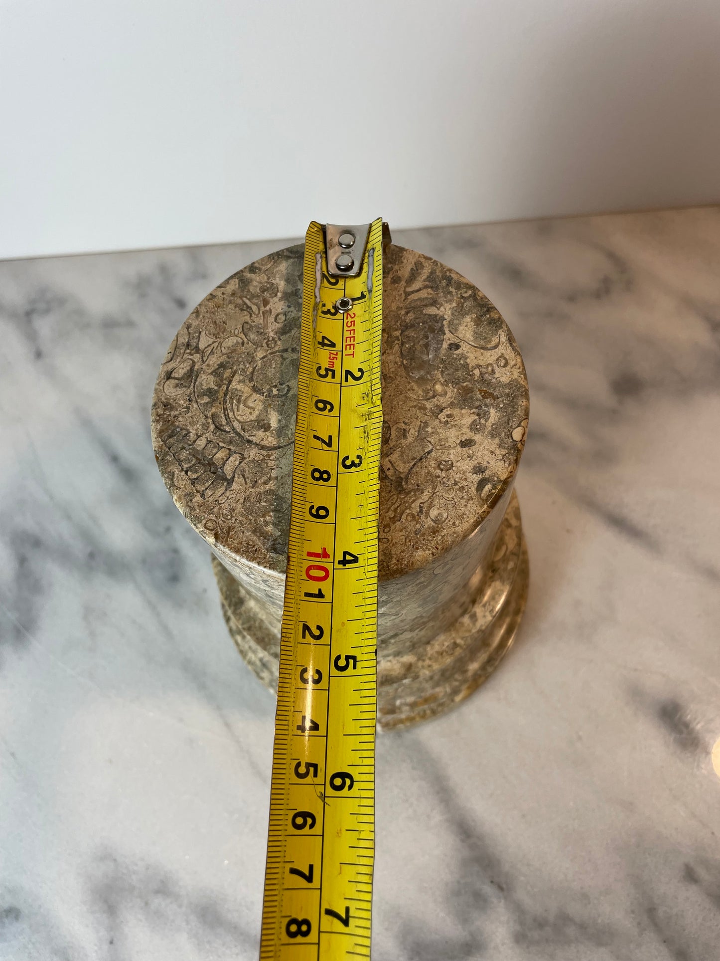 1980s Postmodern Fossil Stone Column Bookends Sculptural Natural Stone Pair