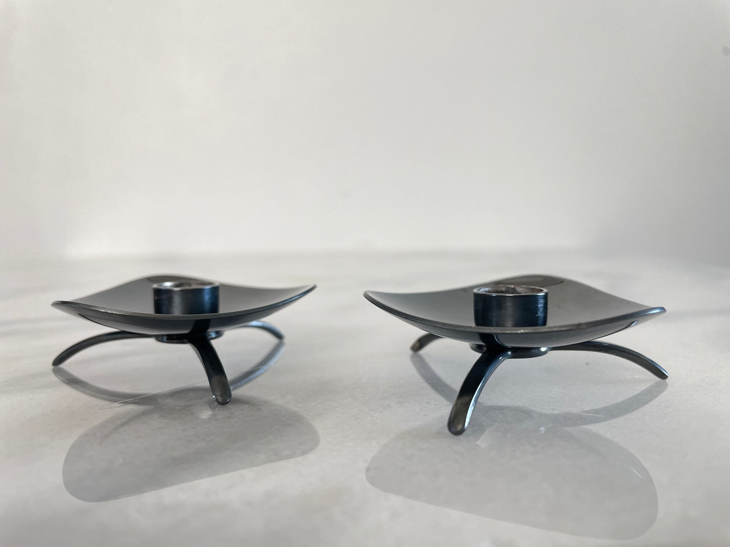 Mid 20th Century Carl Cohr Atla Denmark Modernist Silverplate Candleholders- a Pair
