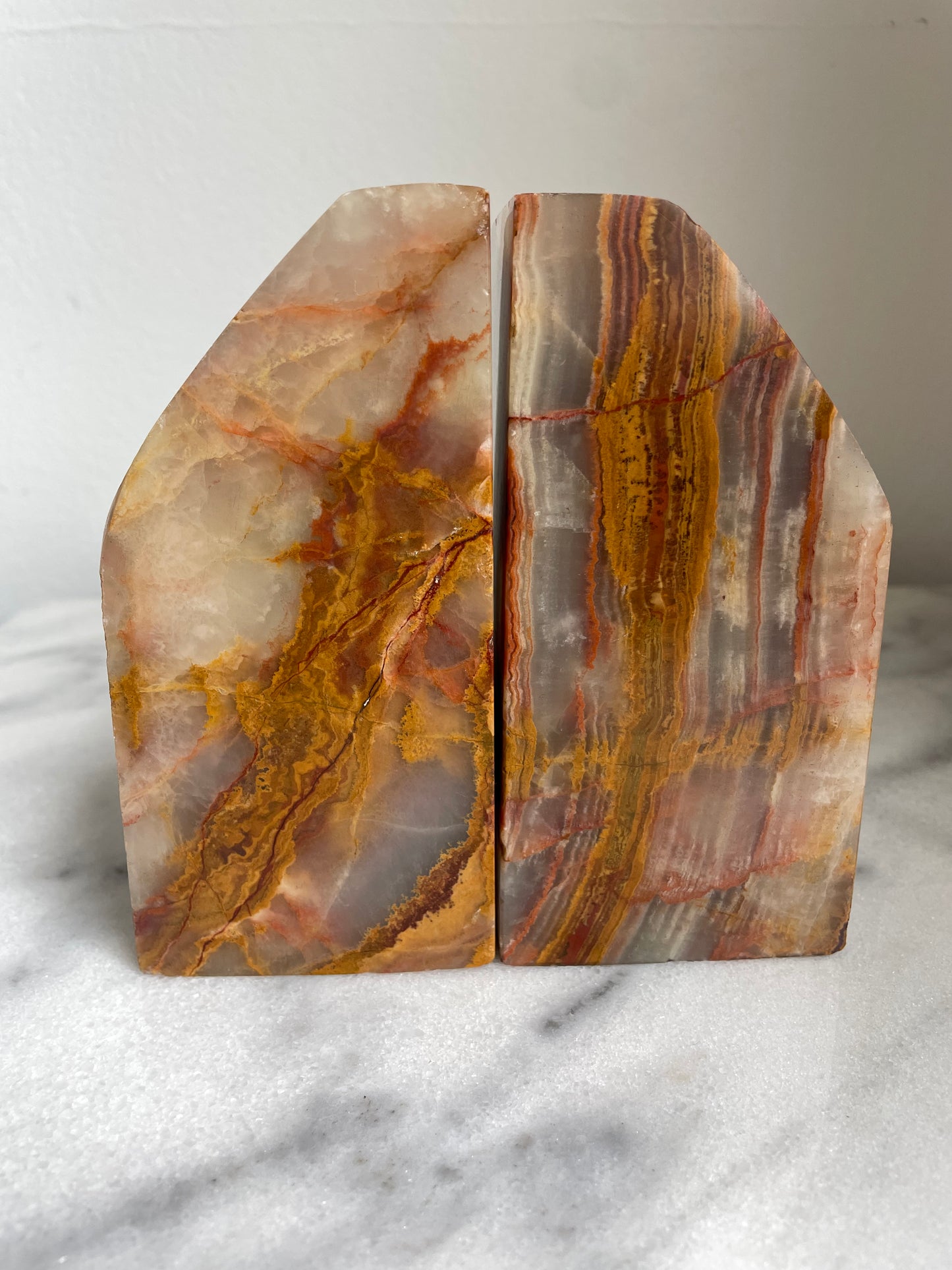 Vintage Solid Agate Slice Bookends- a Pair