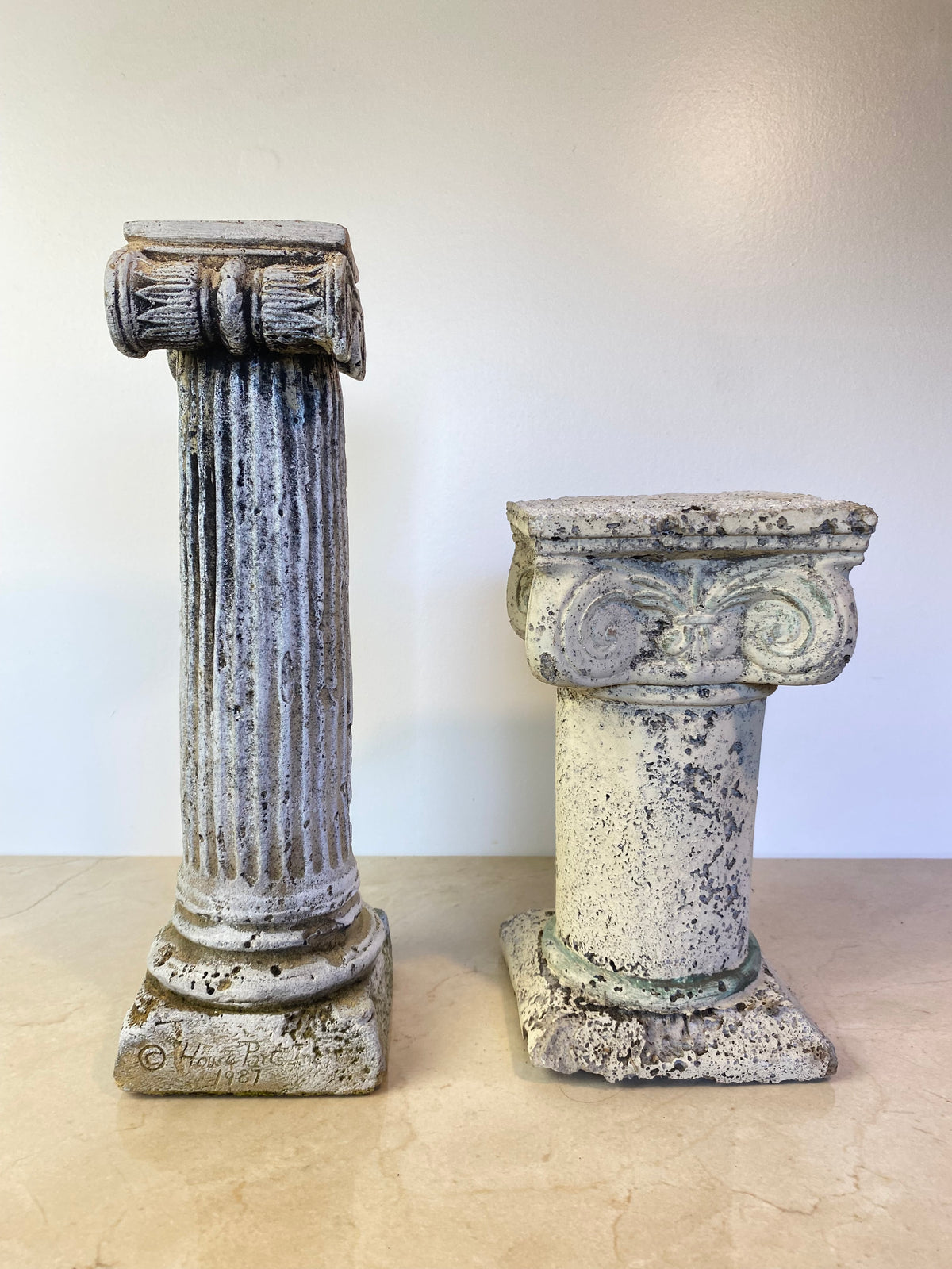 Pair of Rustic Plaster Neoclassical Column Pedestals