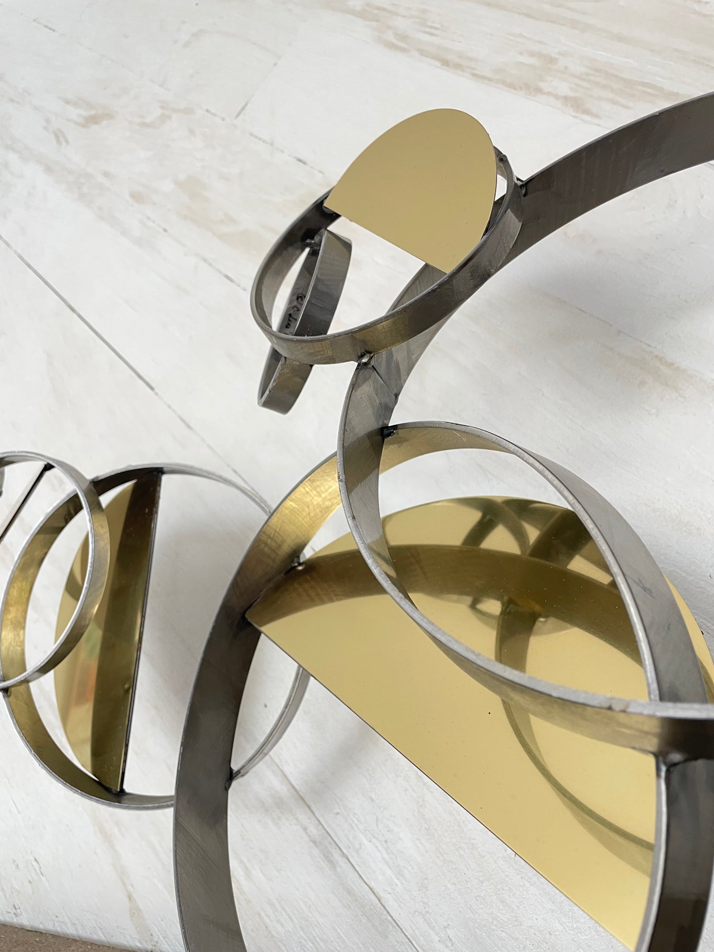 1990 Signed C. Jeré 'Floating Rings' 35" Metal Wall Sculpture, Mid-Century Modern