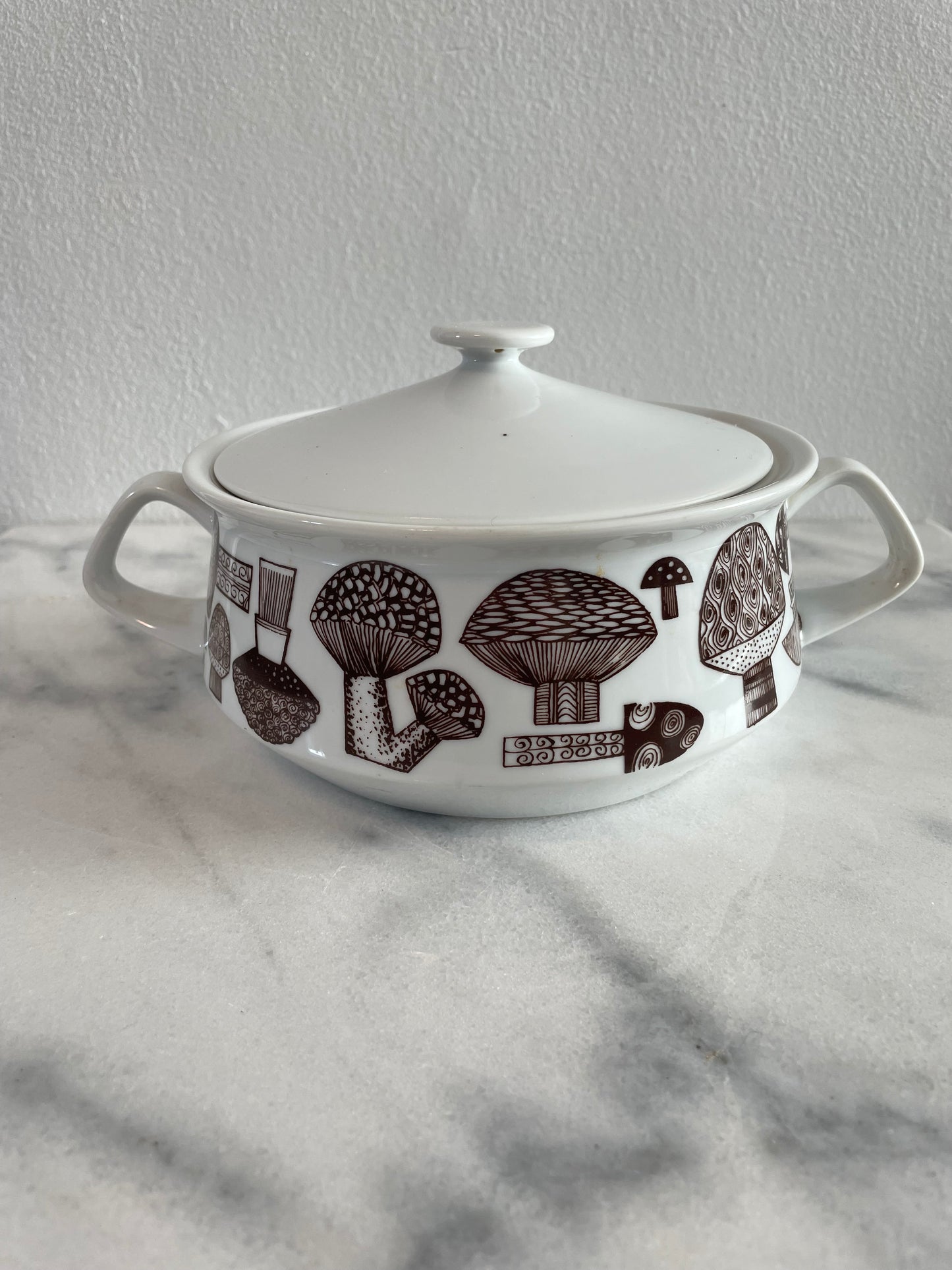 Vintage Kaj Franck Mushroom Casserole With Lid Porcelain Finland