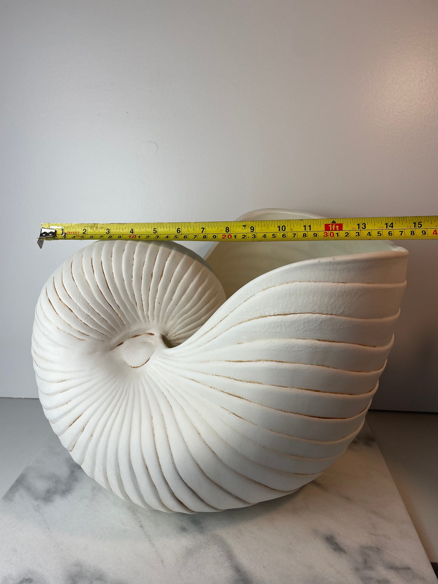 Large Scale Ceramic Nautilus Shell Sculptural Vessel