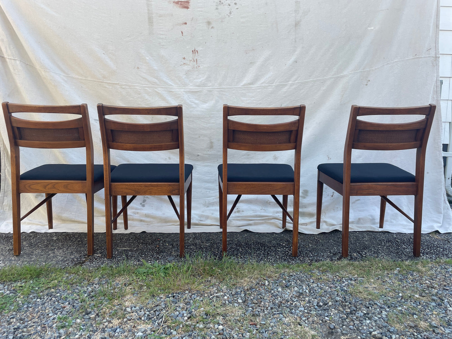 Merton Gershun for American of Martinsville "Accord" Walnut & Cane Dining Chairs - Set of 4