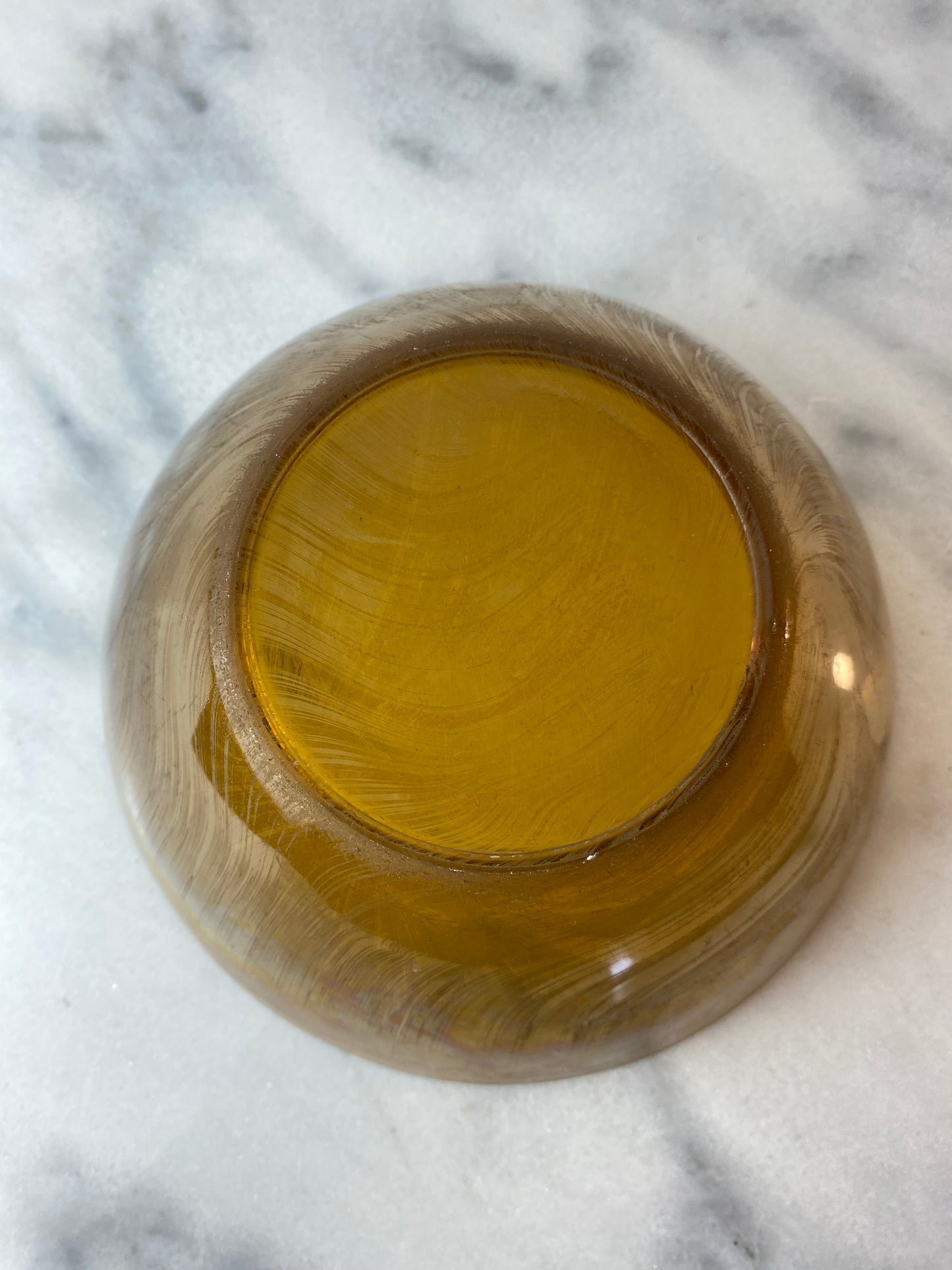Vintage Arcopal France “Volcan” Frosted Amber Opaline Art Glass Bowl