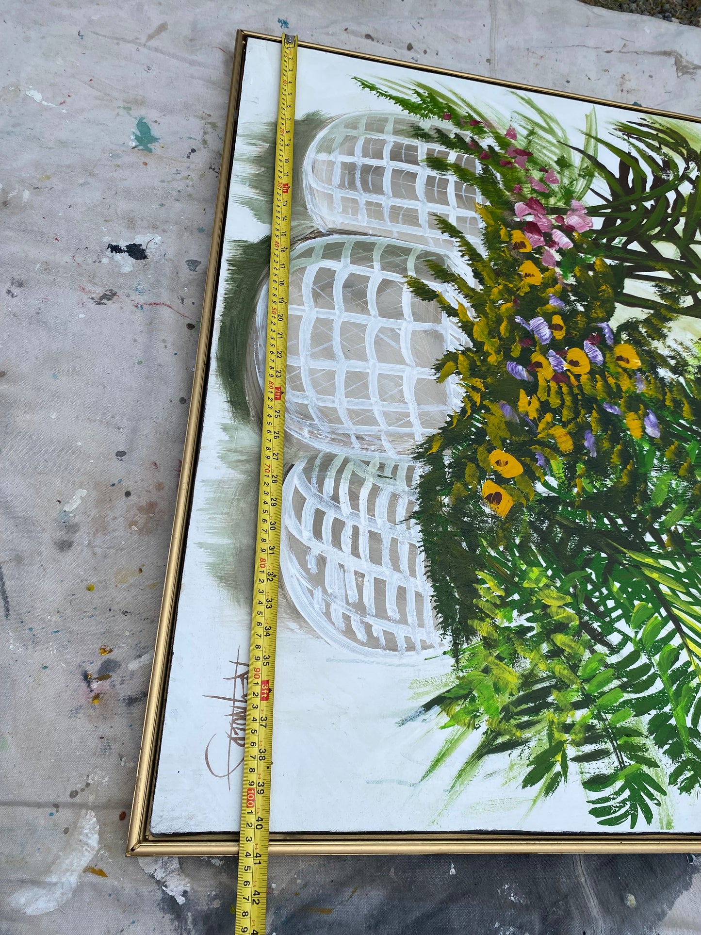 Oversized 40" Lee Reynolds "Three Botanical Baskets" Vanguard Studios Oil Painting