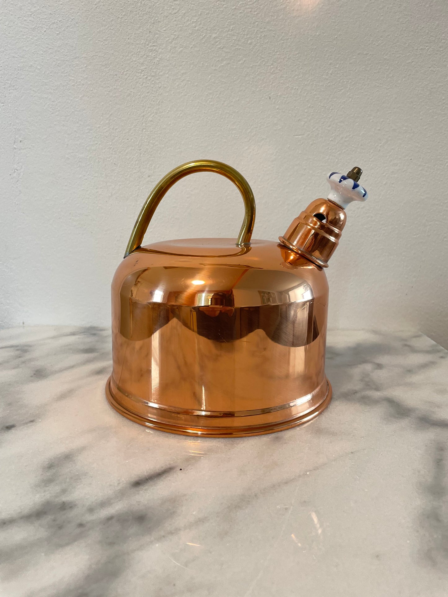 Vintage Copper Tea Kettle With Ceramic Whistle Bead